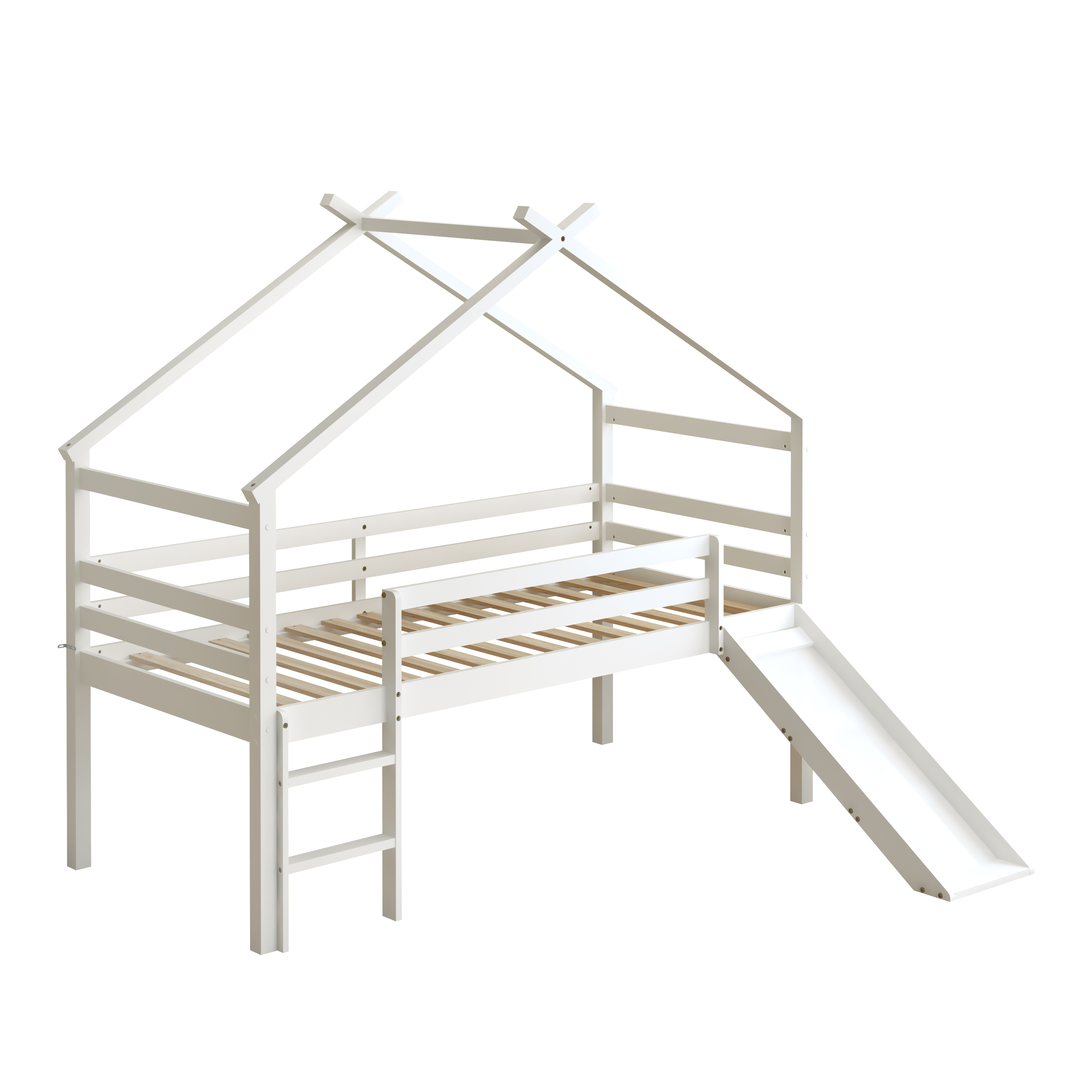 Sunny River Mid Sleeper with Slide White – Without Mattress