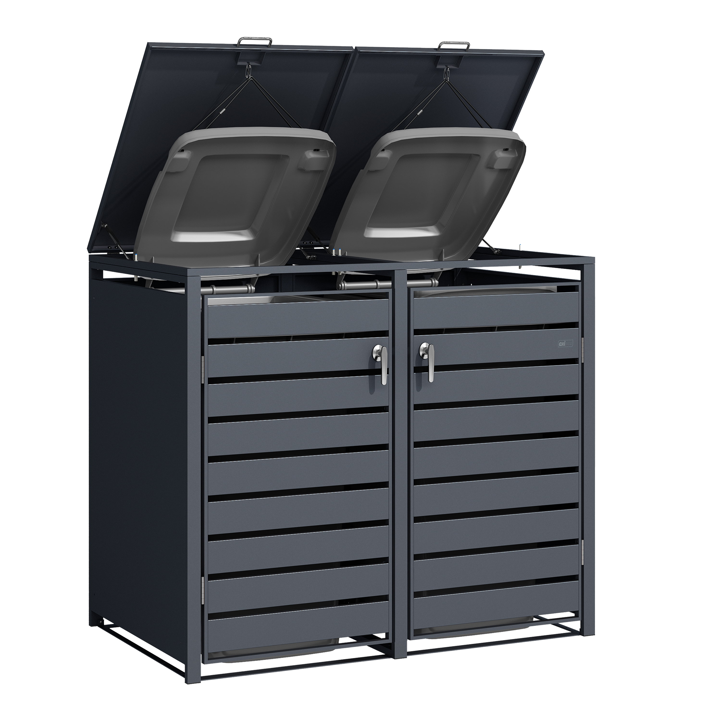 AXI Lucas Metal Garbage Bin Shed Anthracite - 2 Garbage Bins