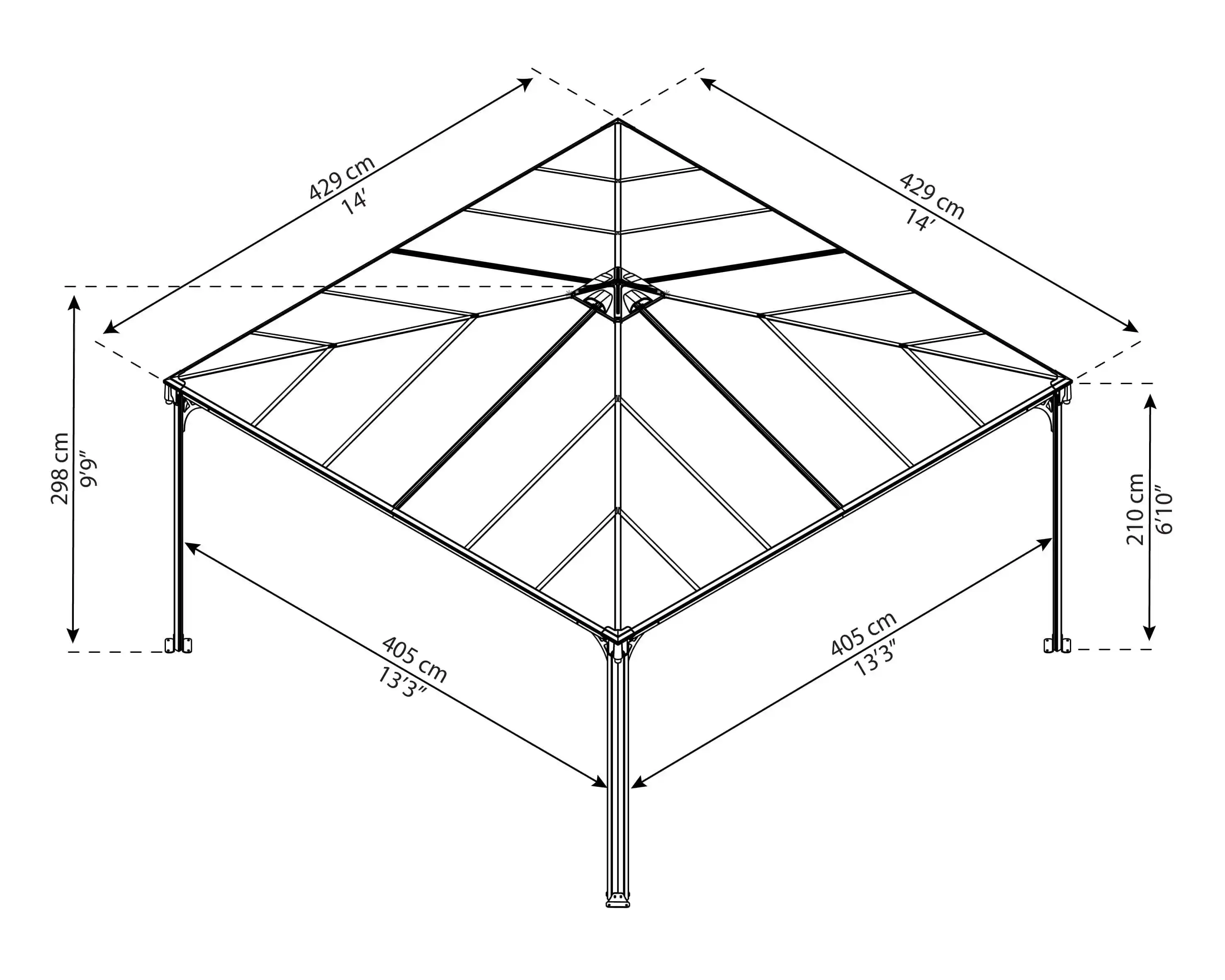 Canopia Palermo 430X430 cm tuinpaviljoen Donkergrijs Brons-7290108133578 Canopia Palermo 430X430 cm tuinpaviljoen Donkergrijs Brons