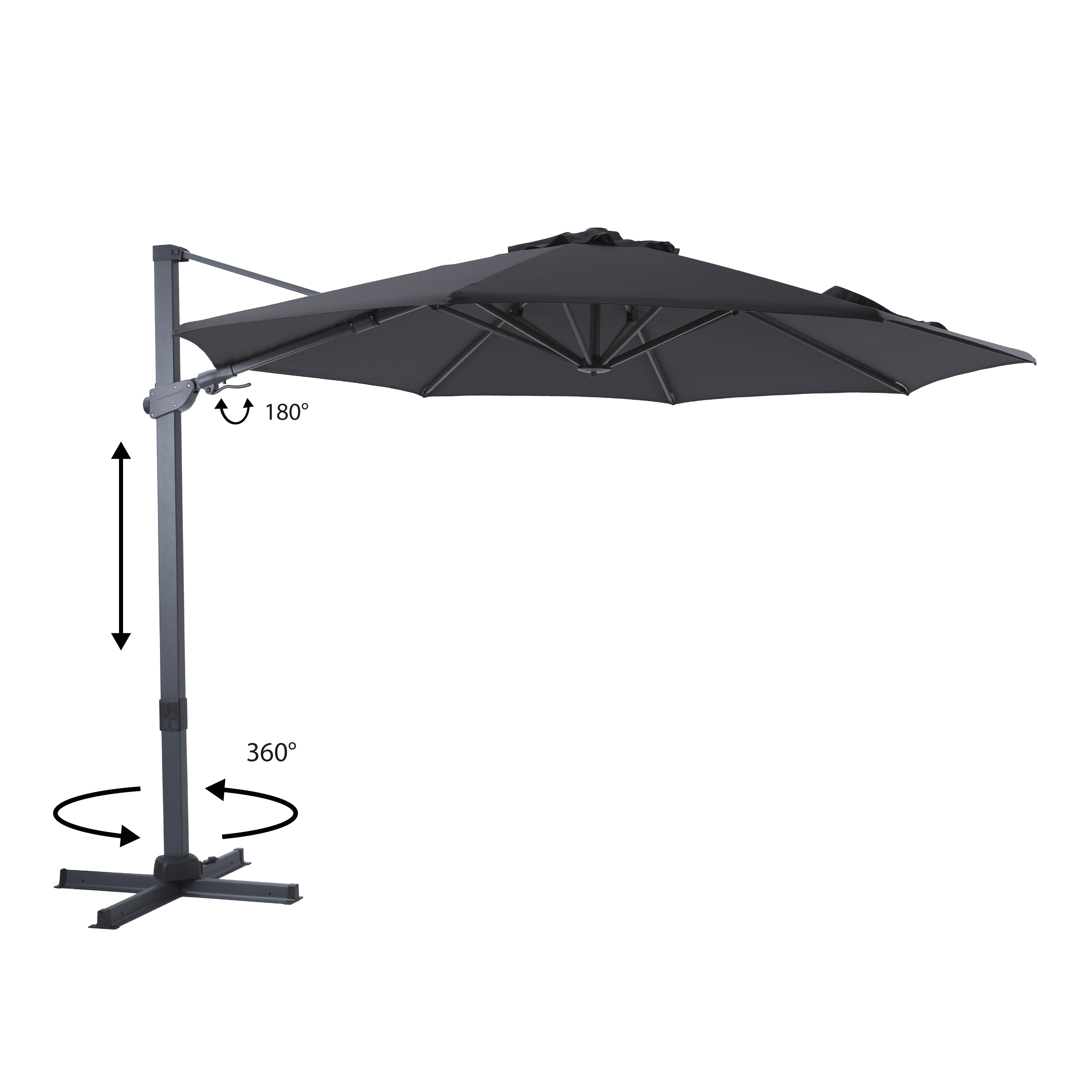 AXI Cyrus Premium Zweefparasol Ã˜ 300cm Antraciet/grijs 