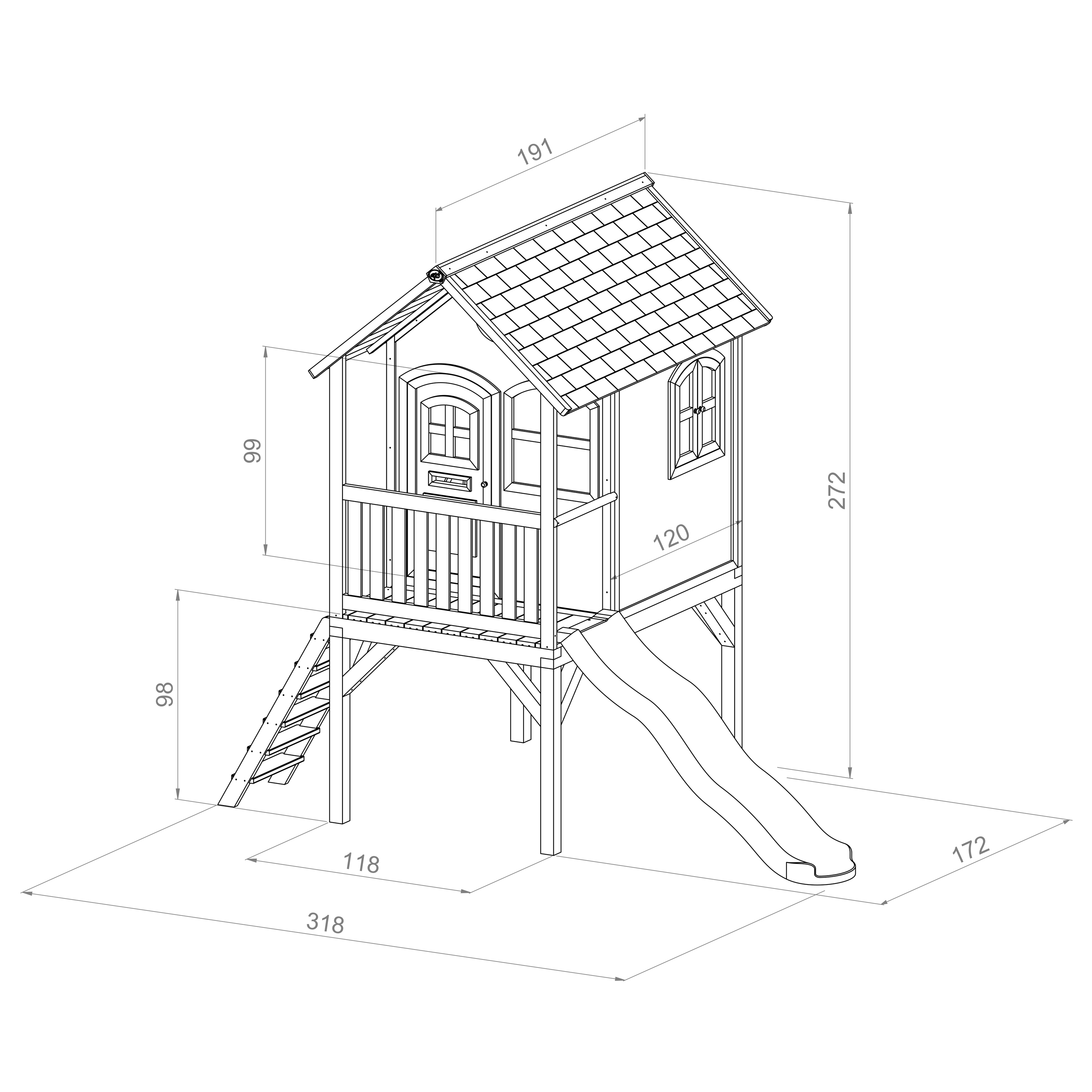 AXI Laura Playhouse Brown/white - Lime green Slide