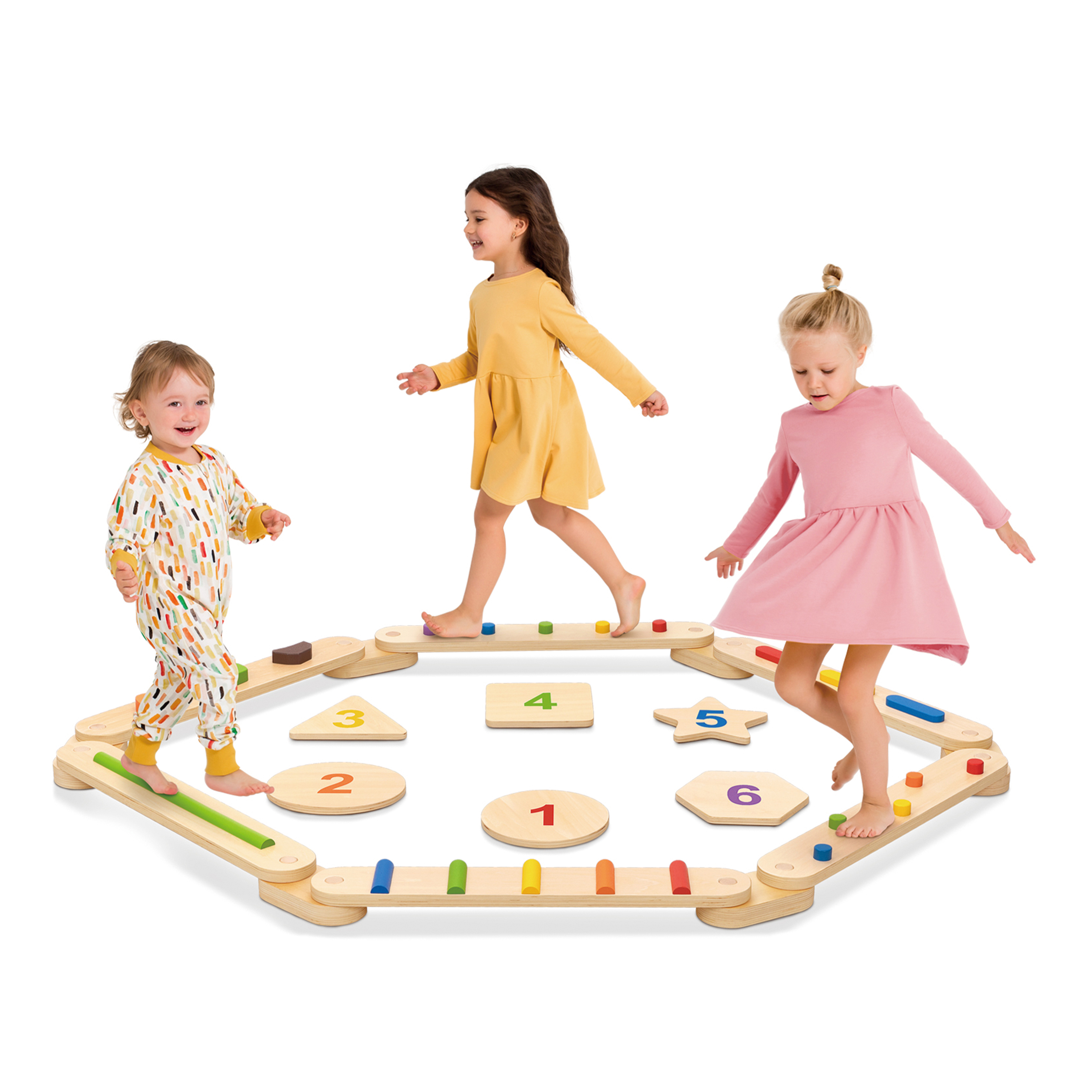 Tooky Toy Wooden Balance Beam and Stepping Stones