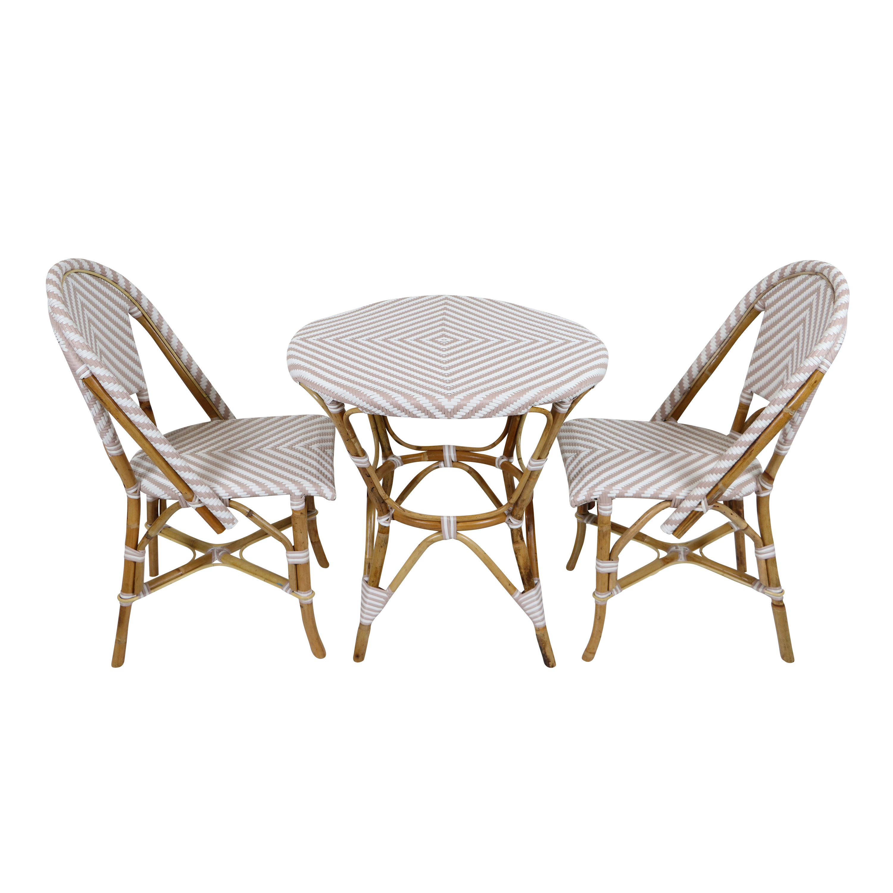 AXI Jacqueline Rattan Bistro Set Brown/White