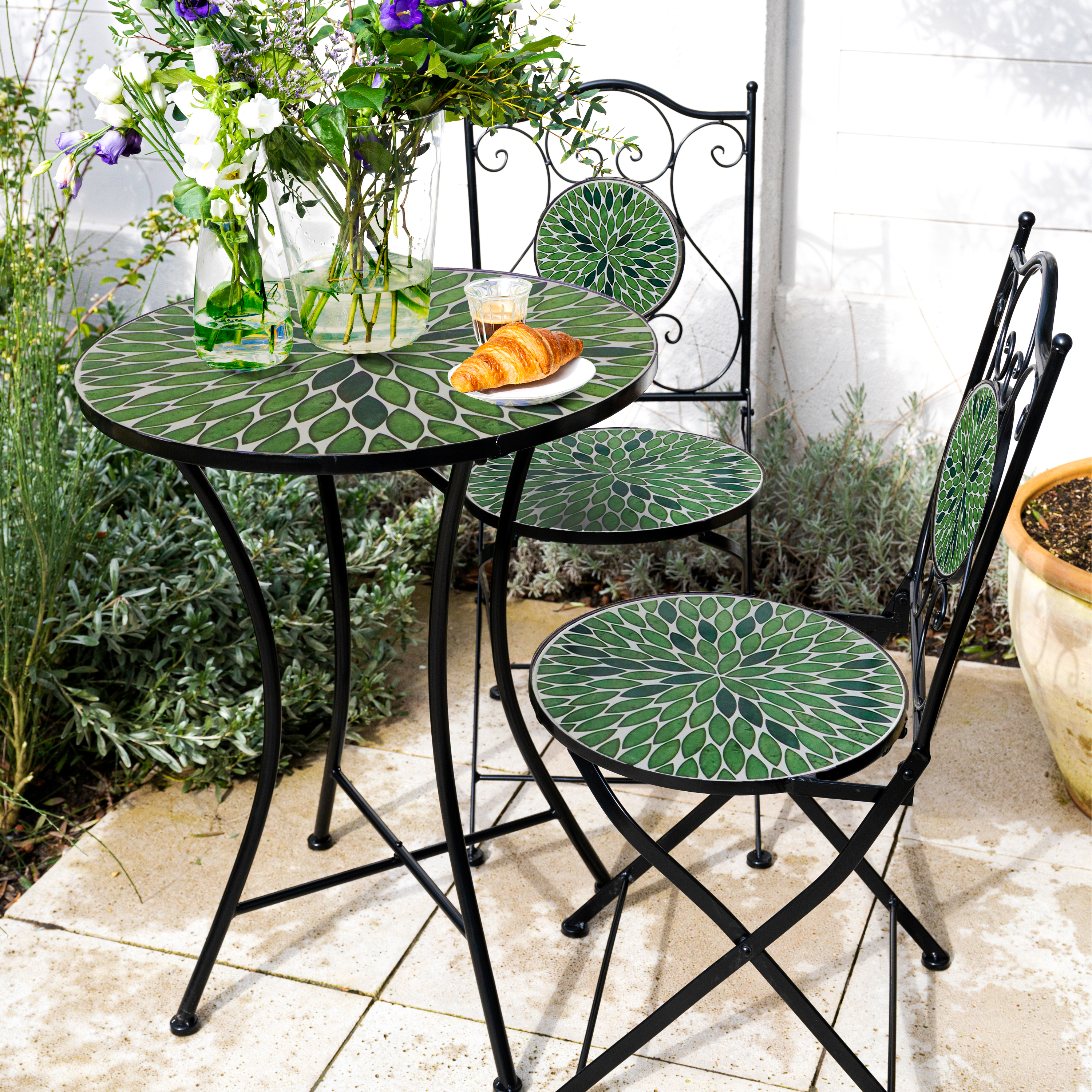 AXI Amélie Mosaik Bistro Set Blätter Grün