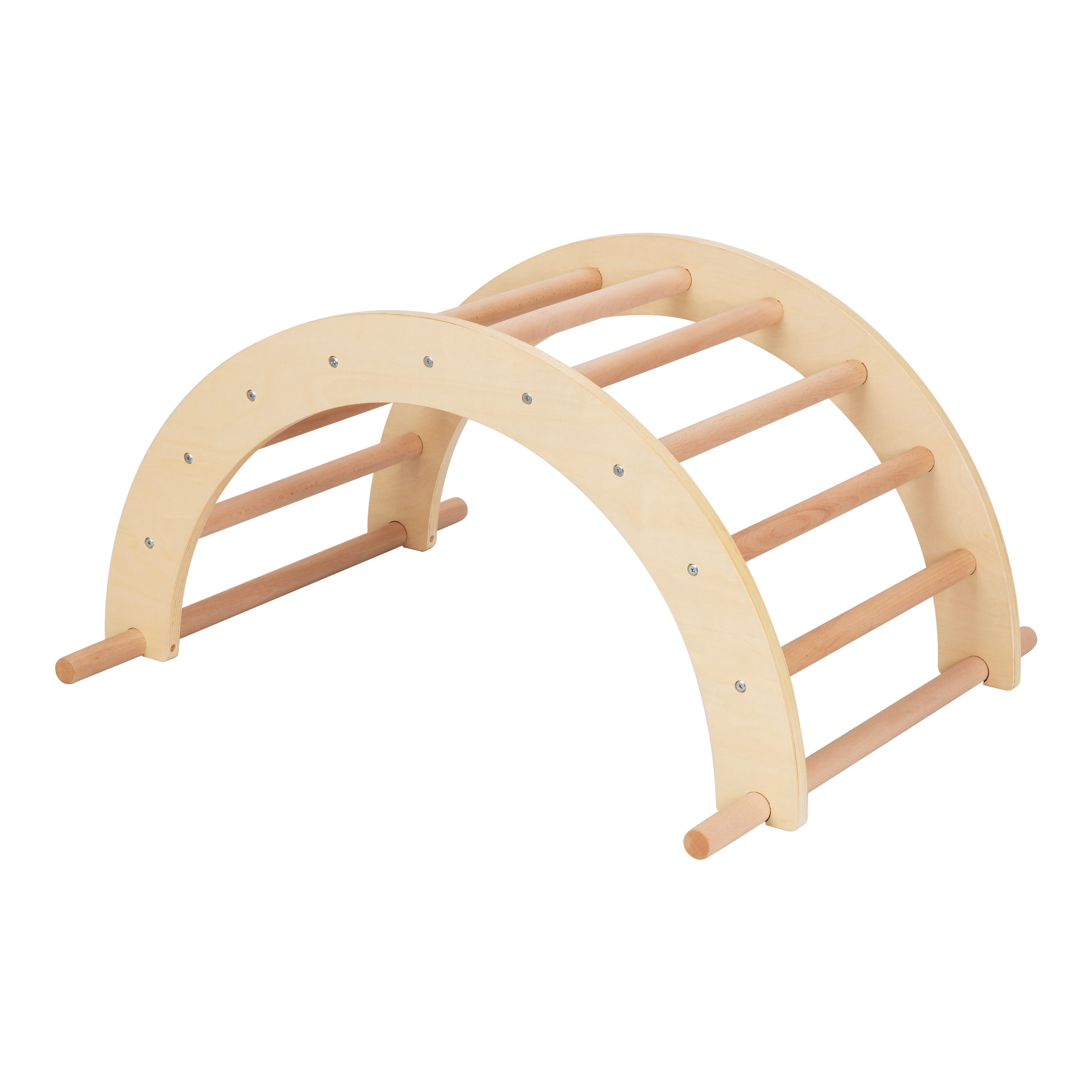 Sunny Charlie 3-in-1-Kletterdreieck aus Holz mit Kletterwand und Wippe - Naturfarben