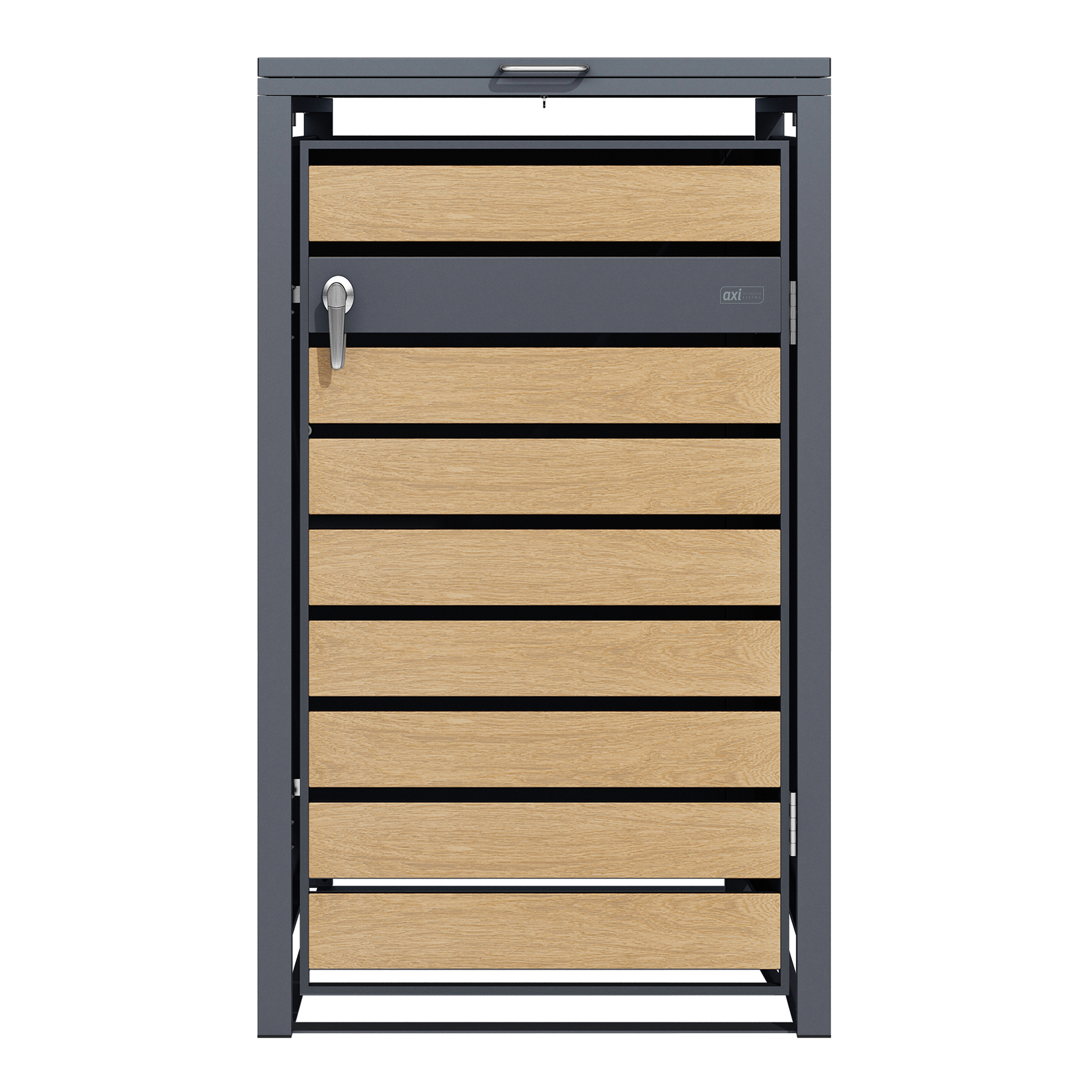 AXI Lucas Metal Garbage Bin Shed Anthracite/Wood look - 1 Garbage Bin