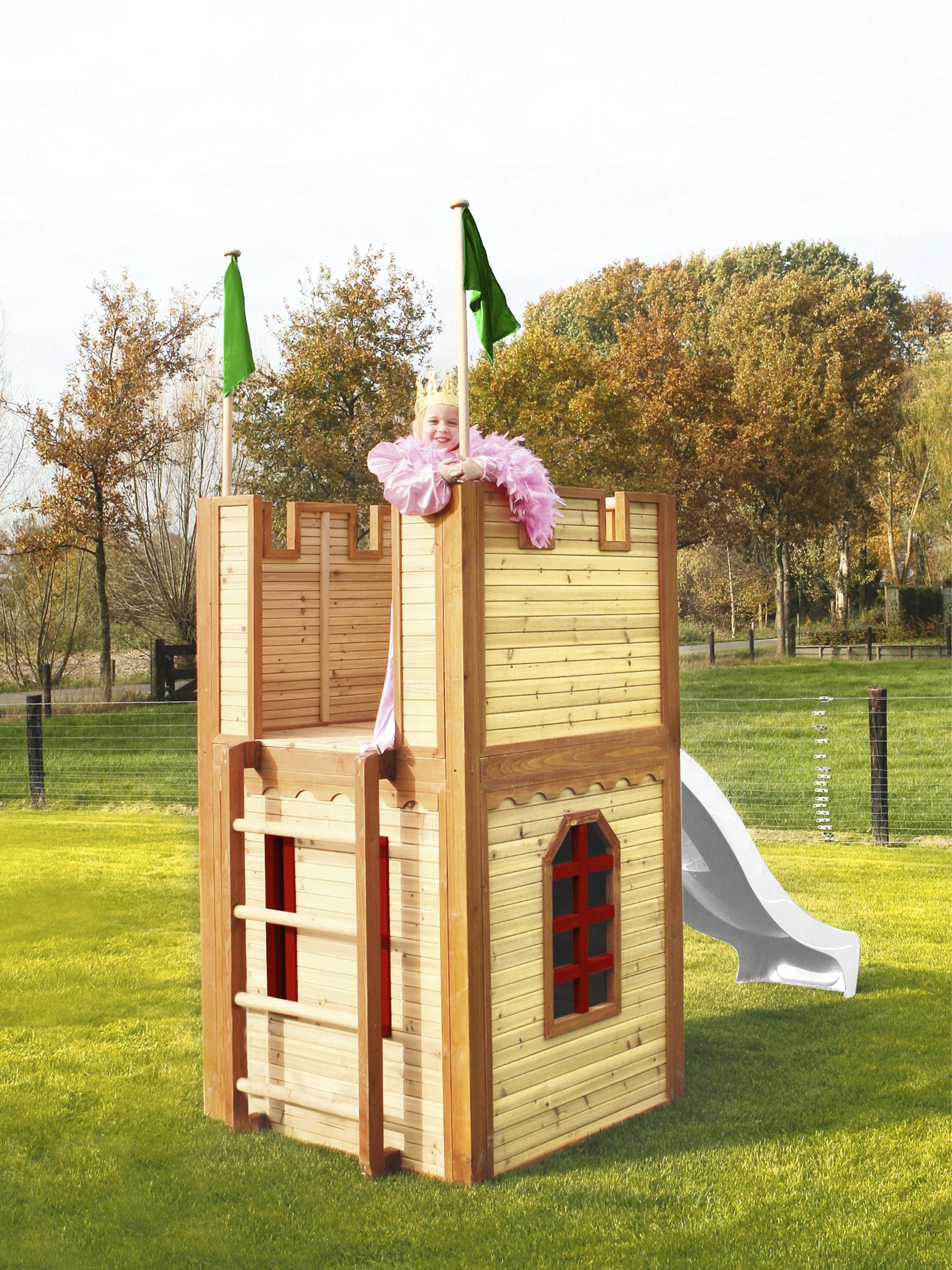 AXI Arthur Playhouse Brown/Red - White Slide-8717973937937 AXI Arthur Playhouse Brown/Red - White Slide