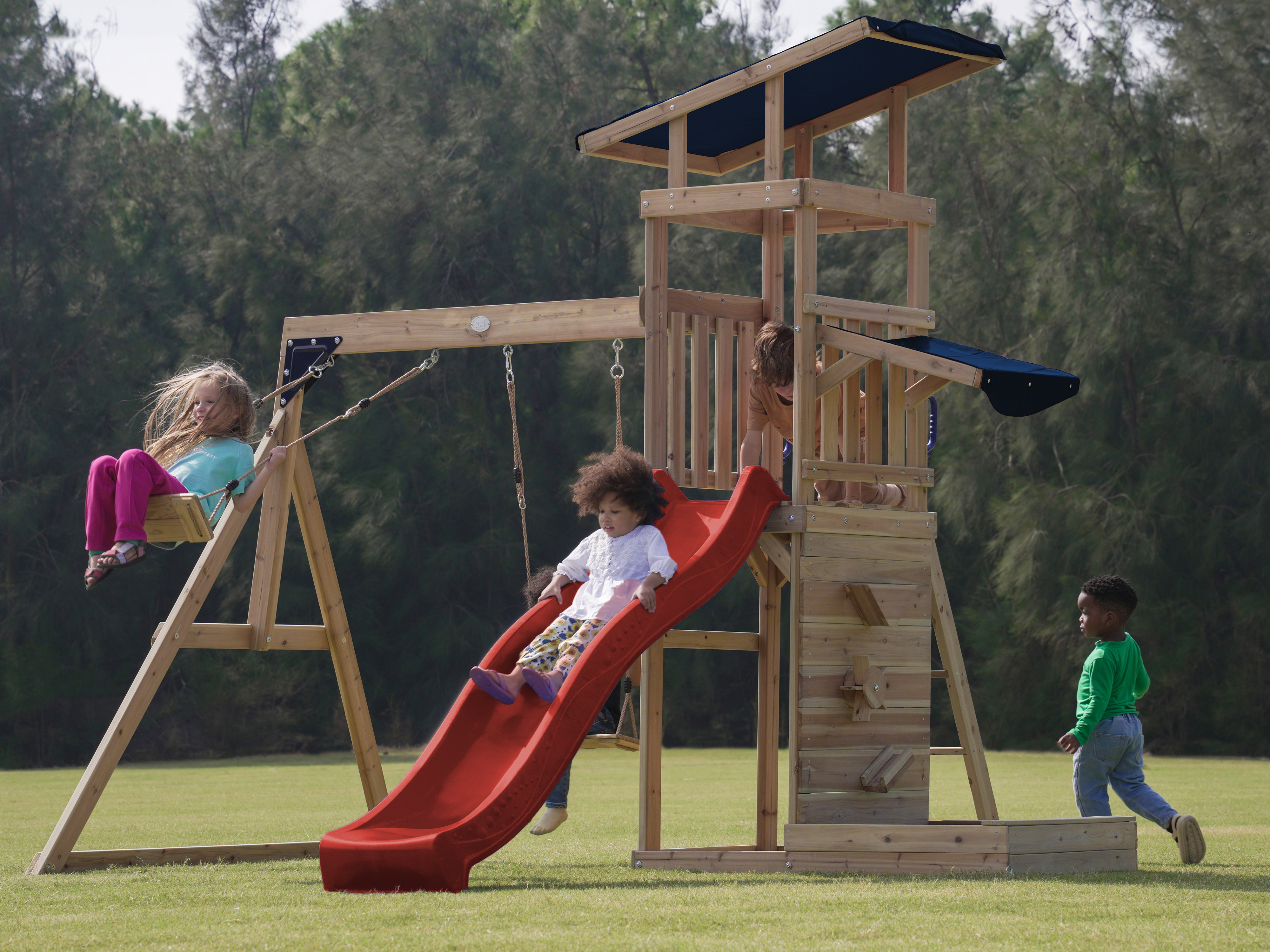 AXI Malik Play Set with Double Swing Brown - Red Slide 
