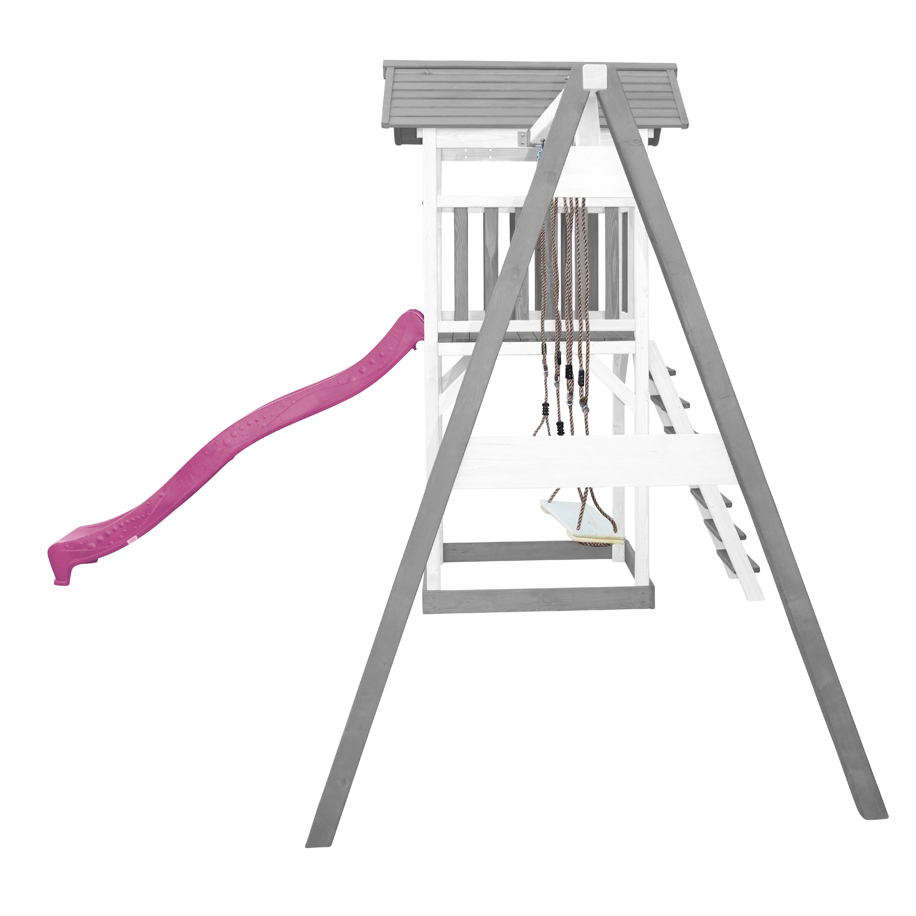 AXI Beach Tower with Double Swing Set Grey/White - Purple Slide