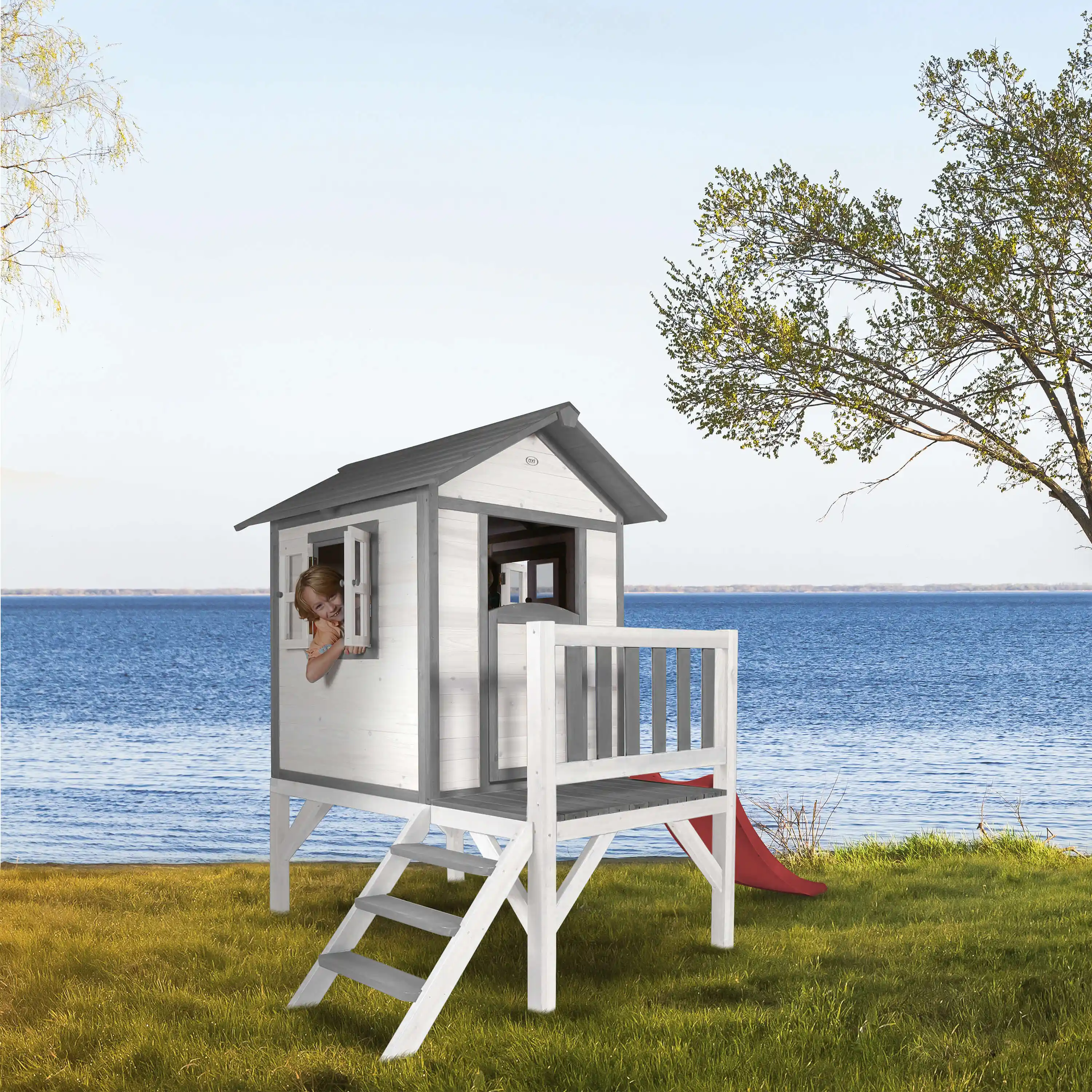 AXI Lodge XL Speelhuis Klassiek - Rode Glijbaan