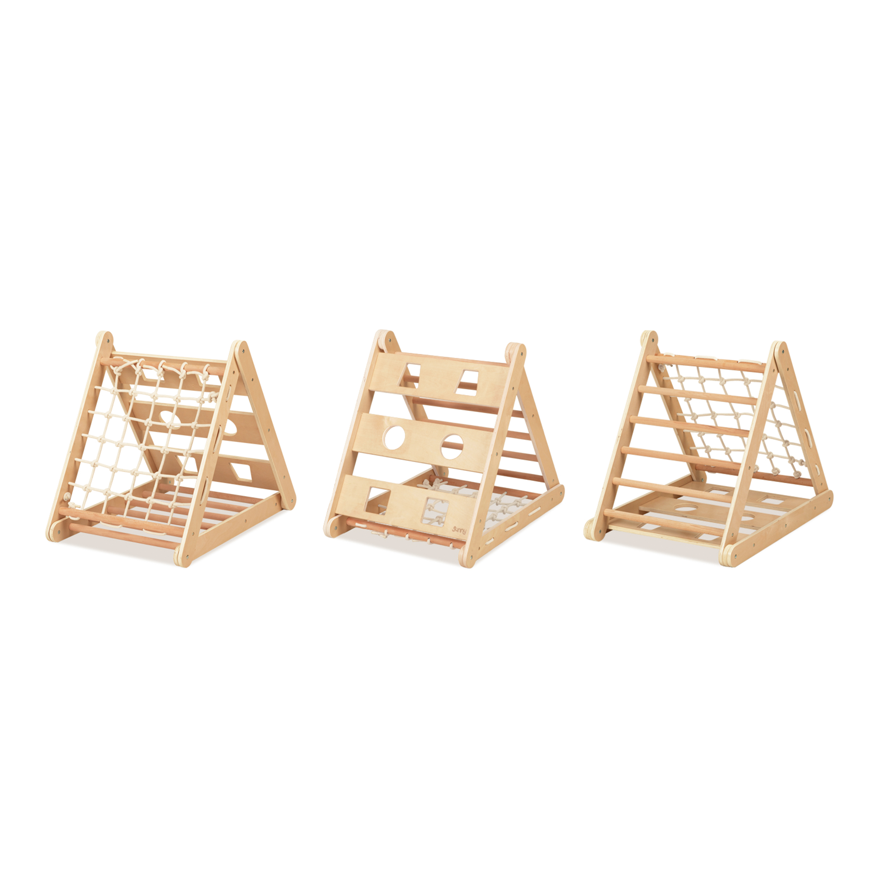 Sunny Sammie 2-in-1 Kletterdreieck aus Holz mit Rutsche Naturfarben