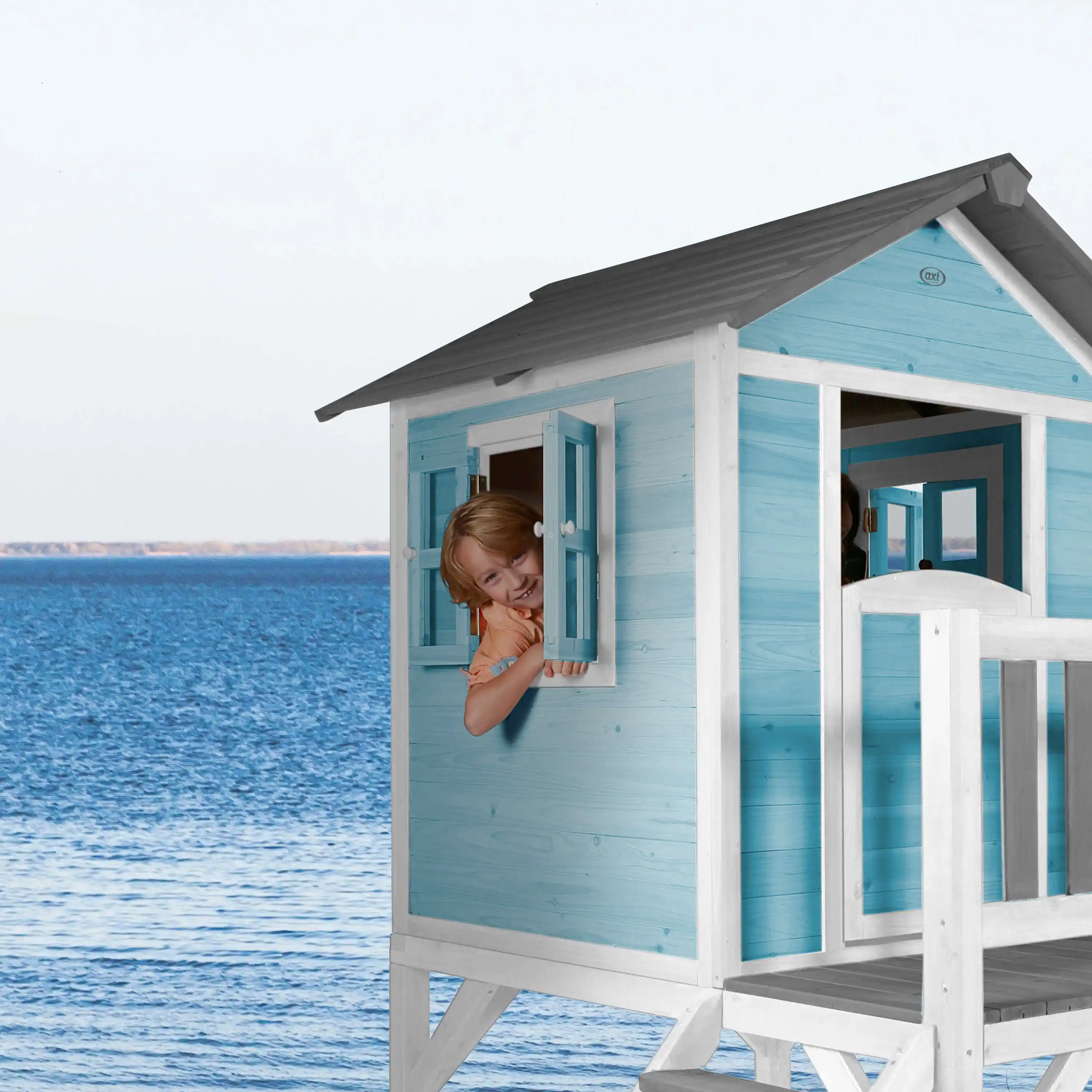 AXI Lodge XL Speelhuis Caribisch Blauw - Paarse Glijbaan