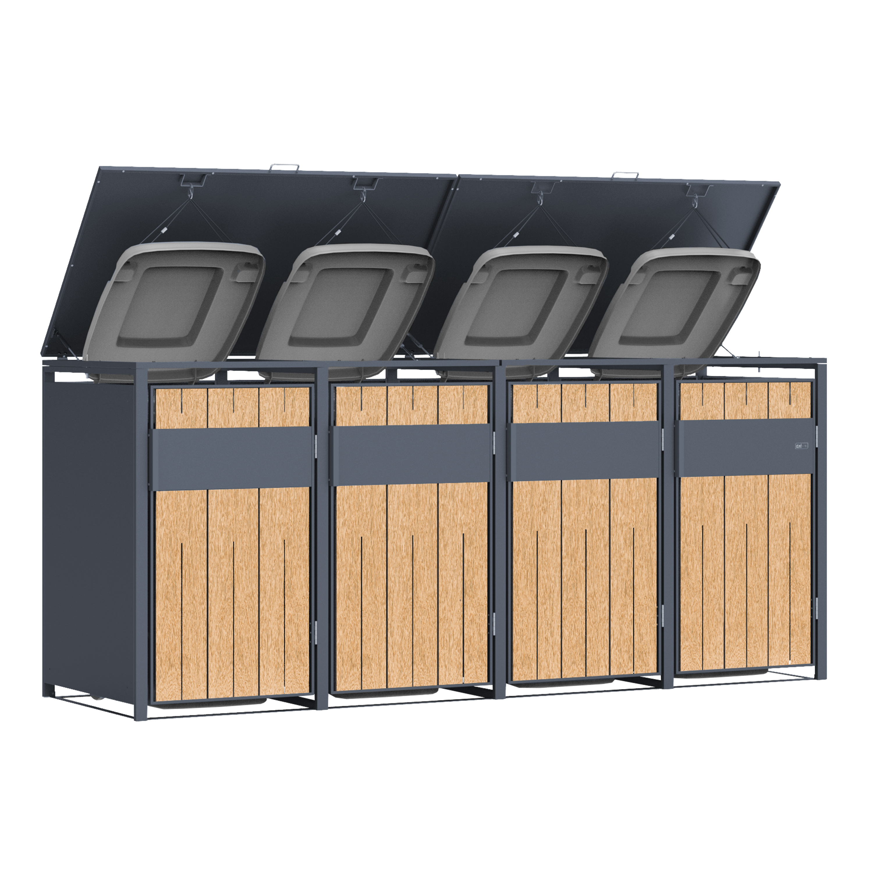 AXI Luke Metal Garbage Bin Shed - 4 Garbage Bins