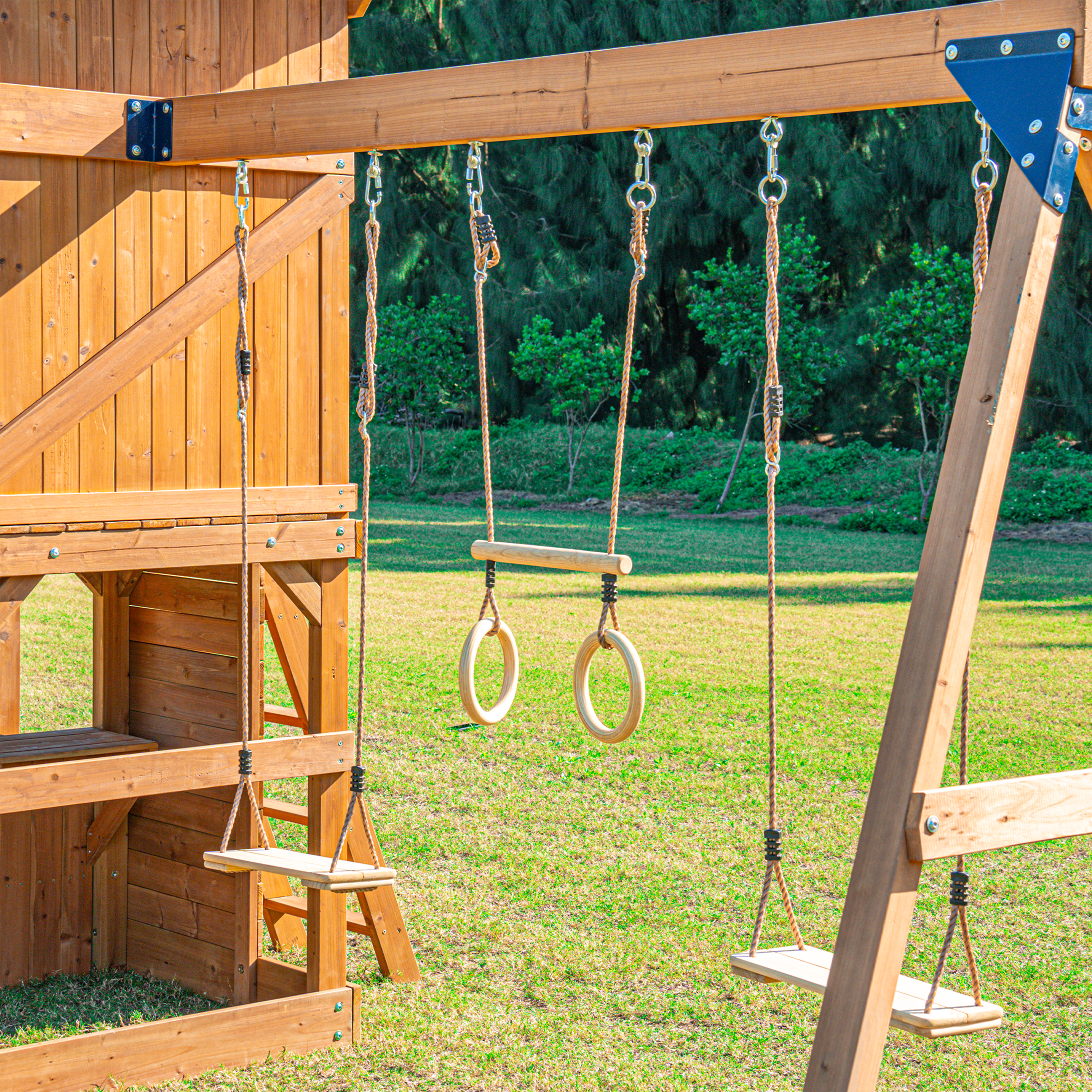 AXI Jack Climbing Frame with Double Swing and Trapeze – Grey Slide