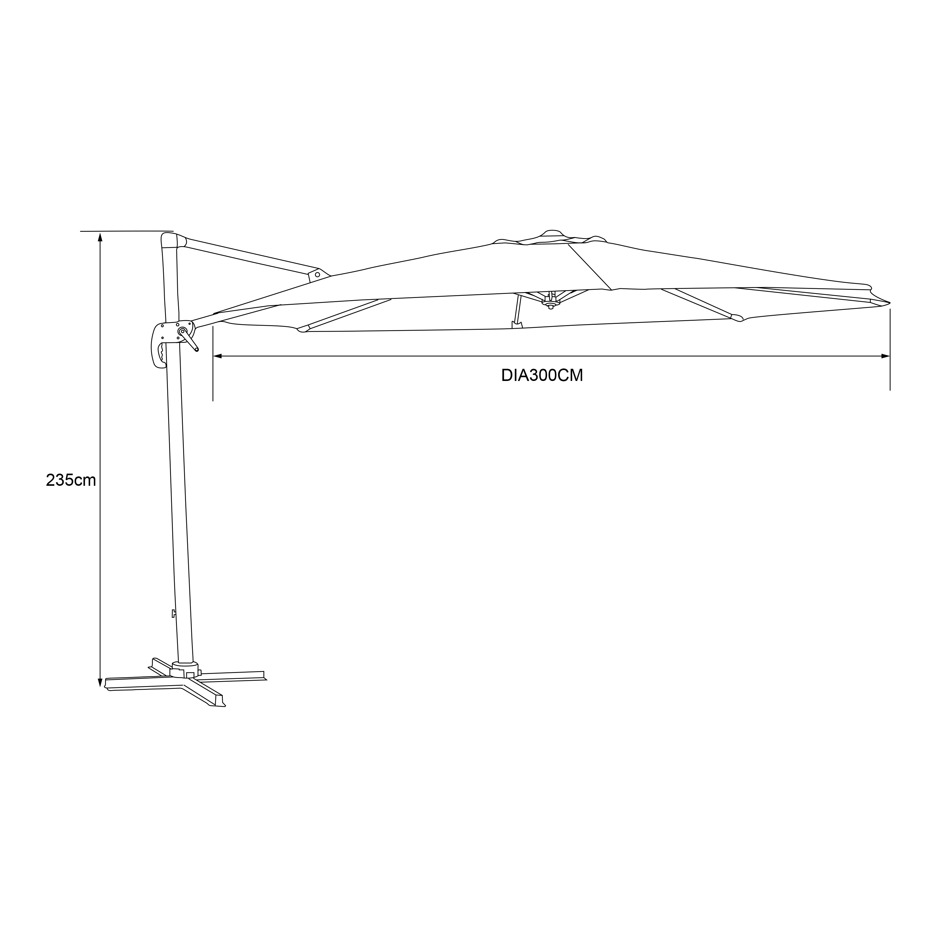 AXI Marisol Zweefparasol Ã˜ 300cm Houtlook/grijs