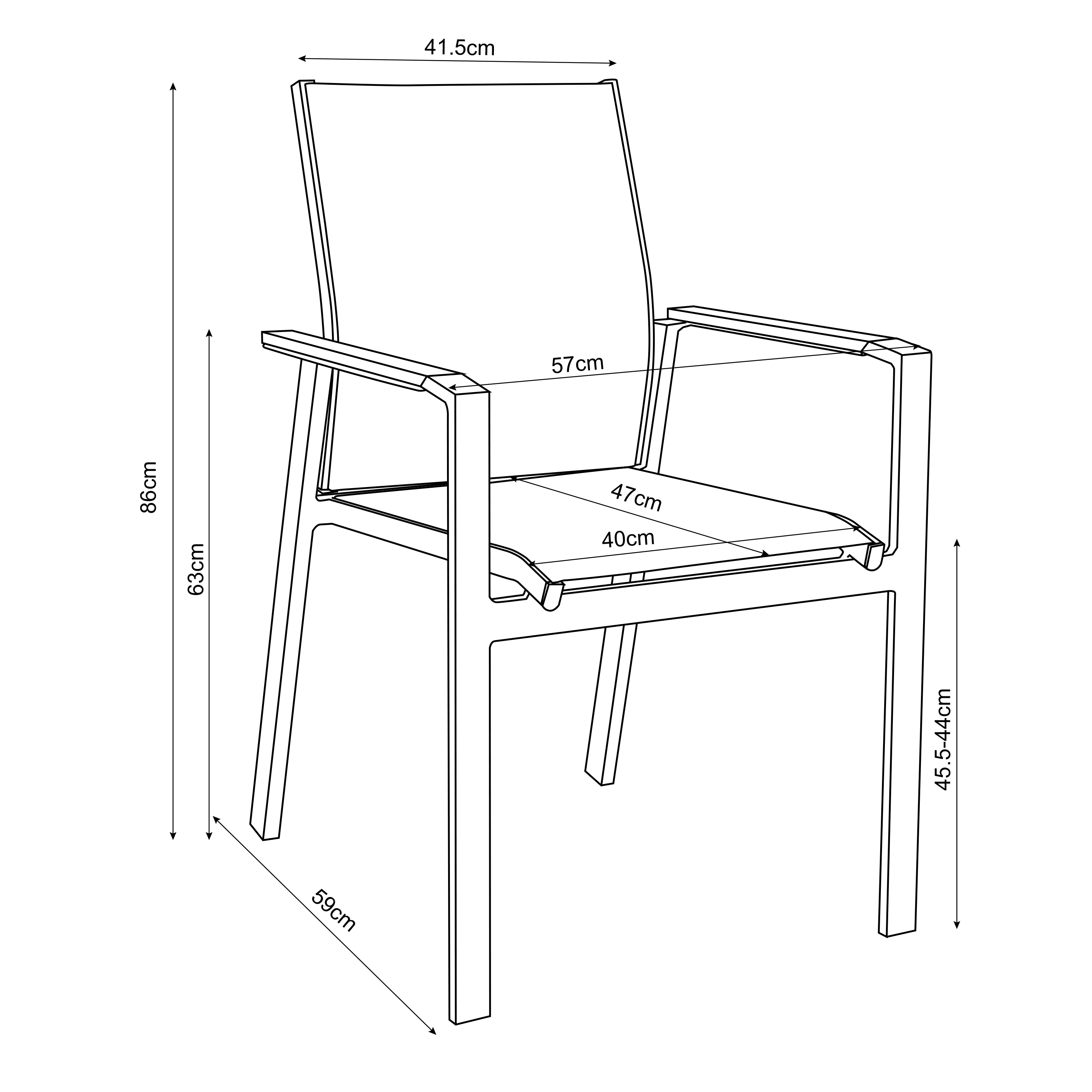 AXI Alva Aluminium Chairs Antracite/Teak – Set 4 pieces