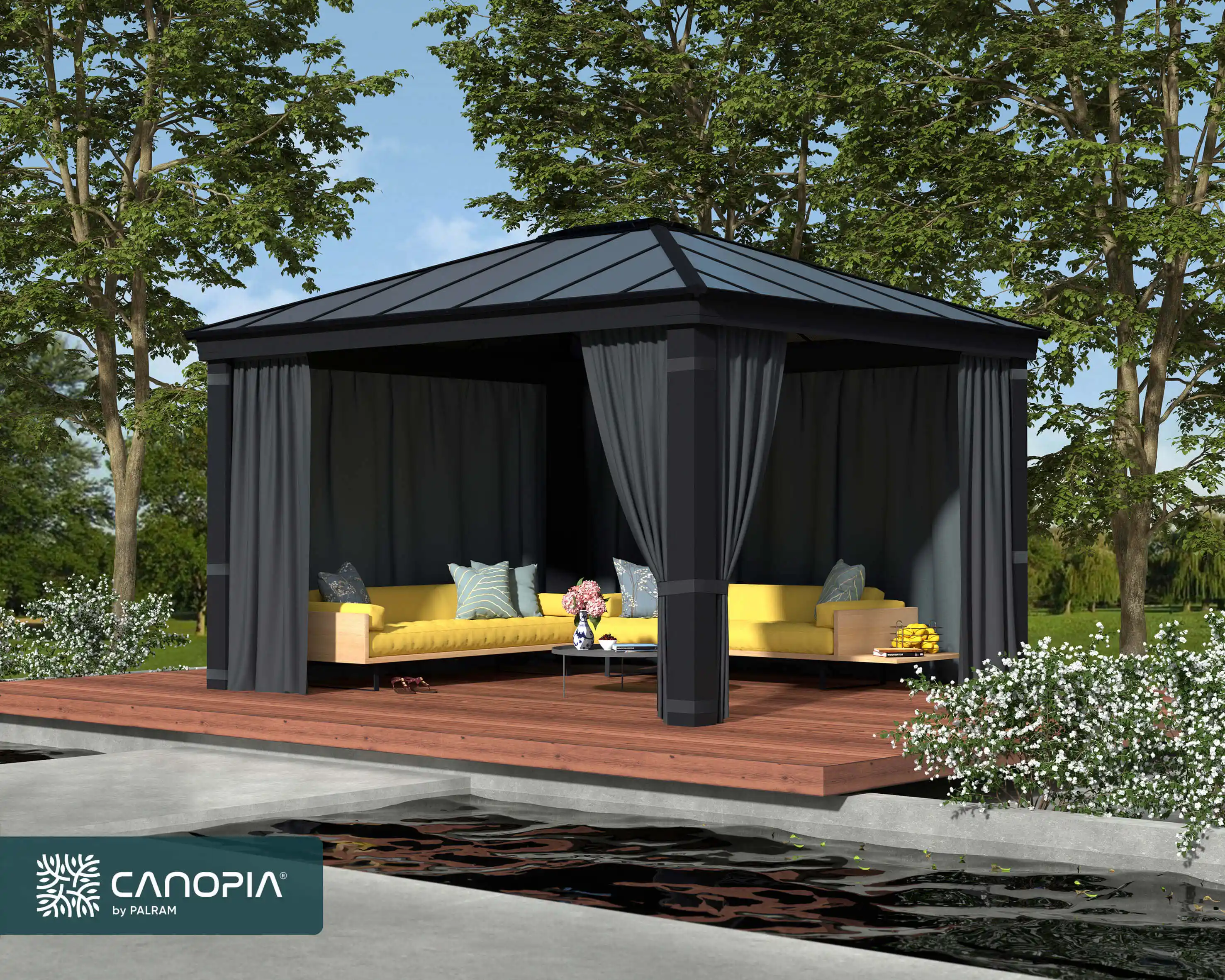 Canopia Vorhangset für Dallas Gartenpavillon 430X360cm Dunkelgrau