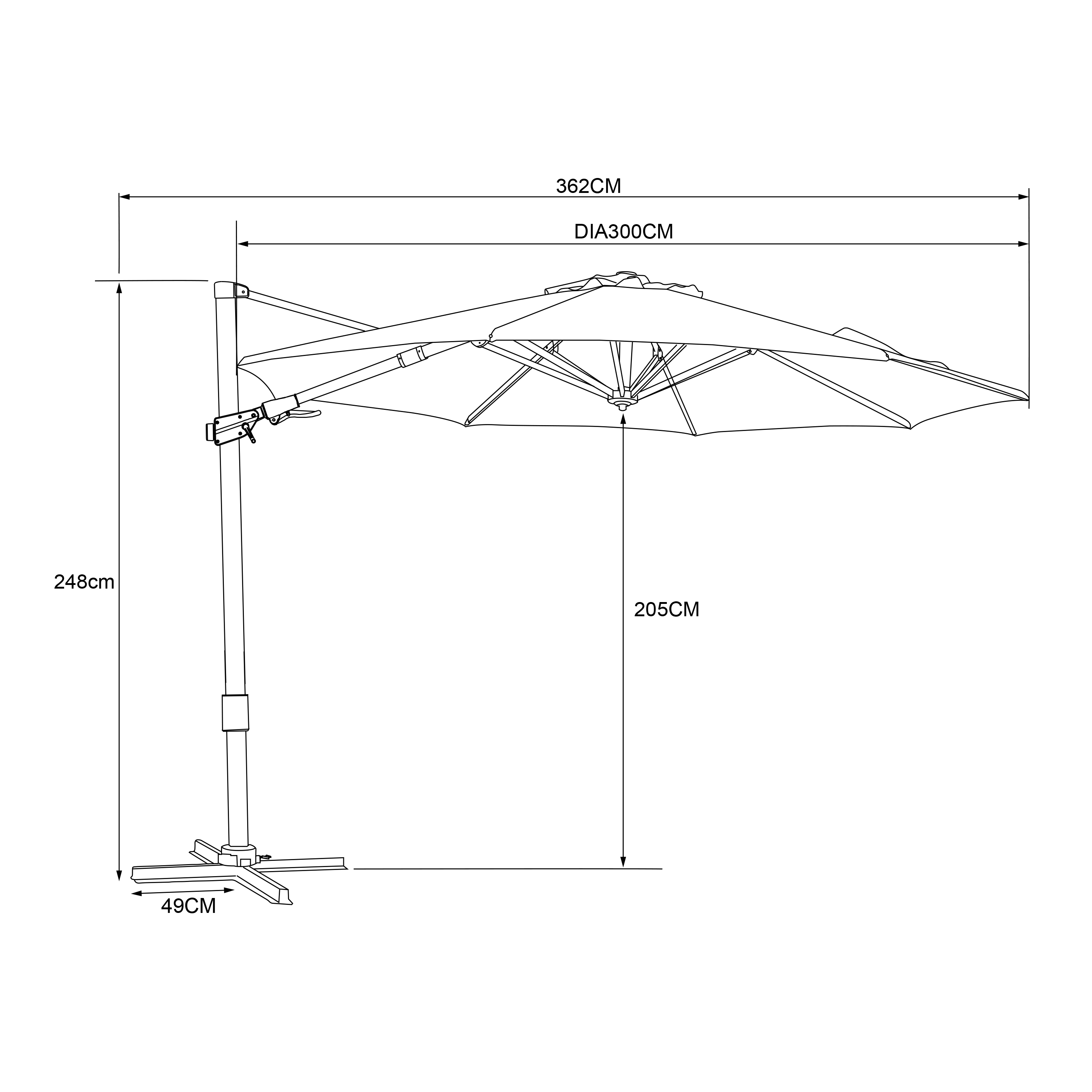 AXI Cyrus Premium Ampelschirm Ø 300cm Holzoptik/grau