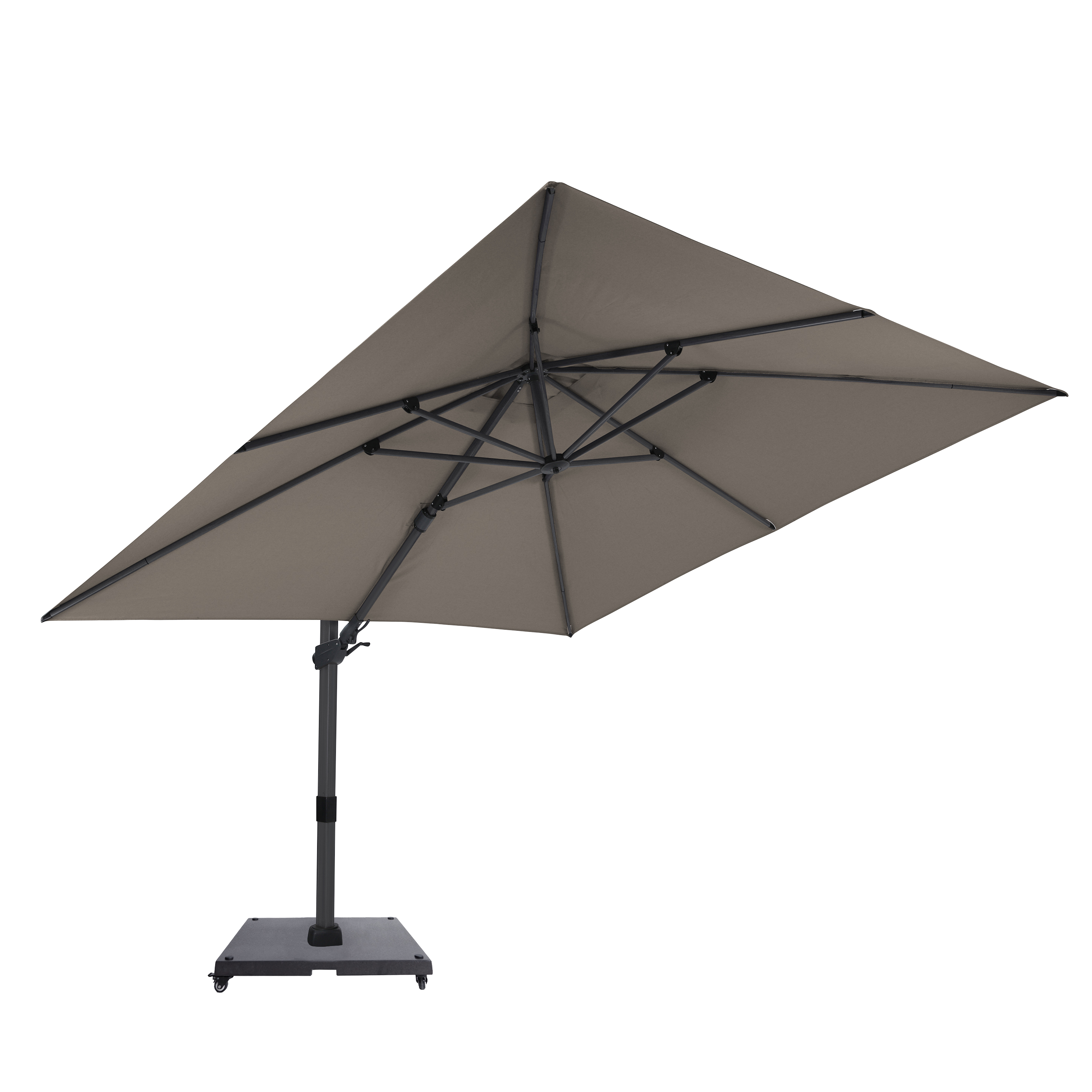 AXI Apollo Premium Cantilever Parasol 300x300cm incl. granite base with wheels Anthracite/Taupe – Complete set