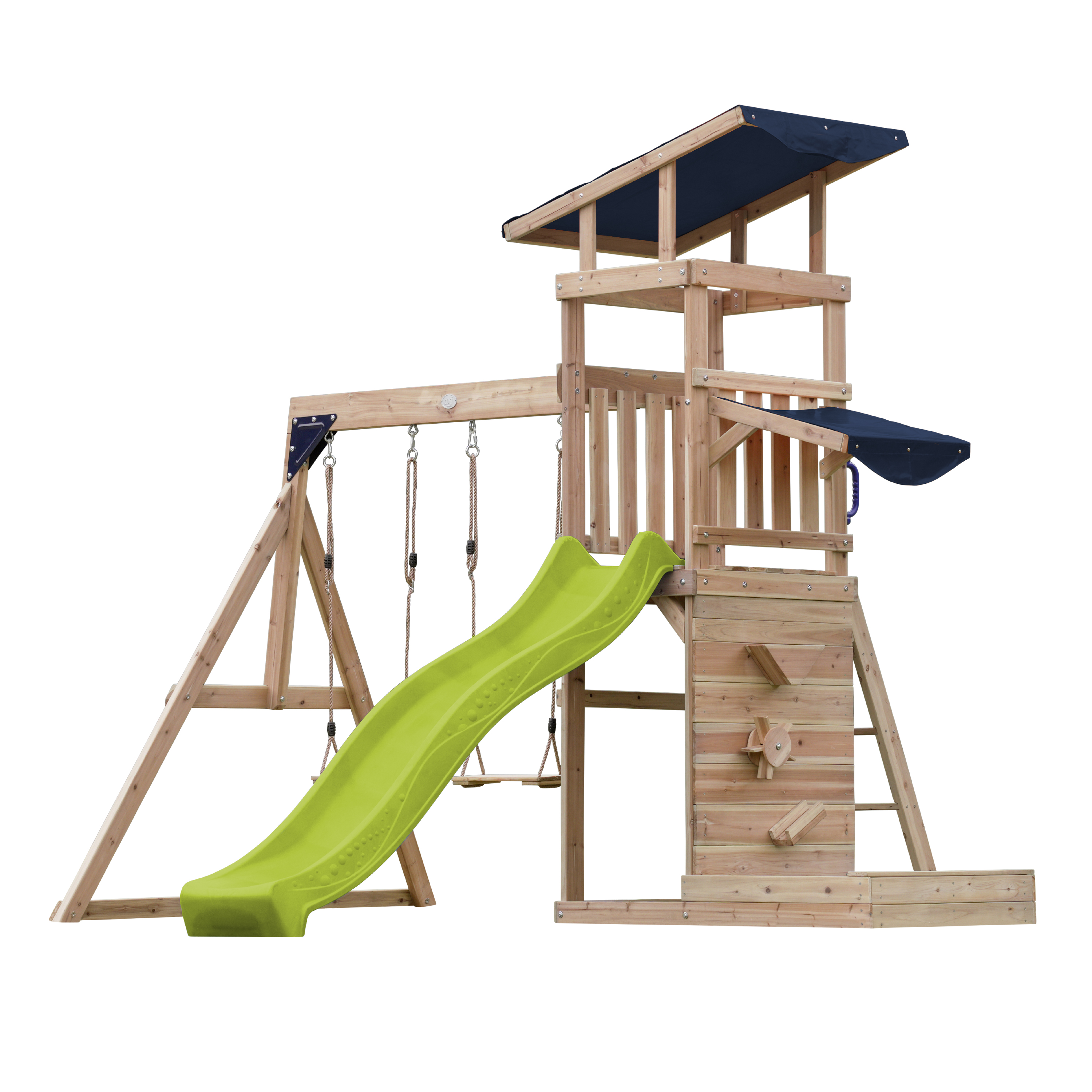 AXI Malik Climbing Frame with Double Swing Set - Lime Green Slide