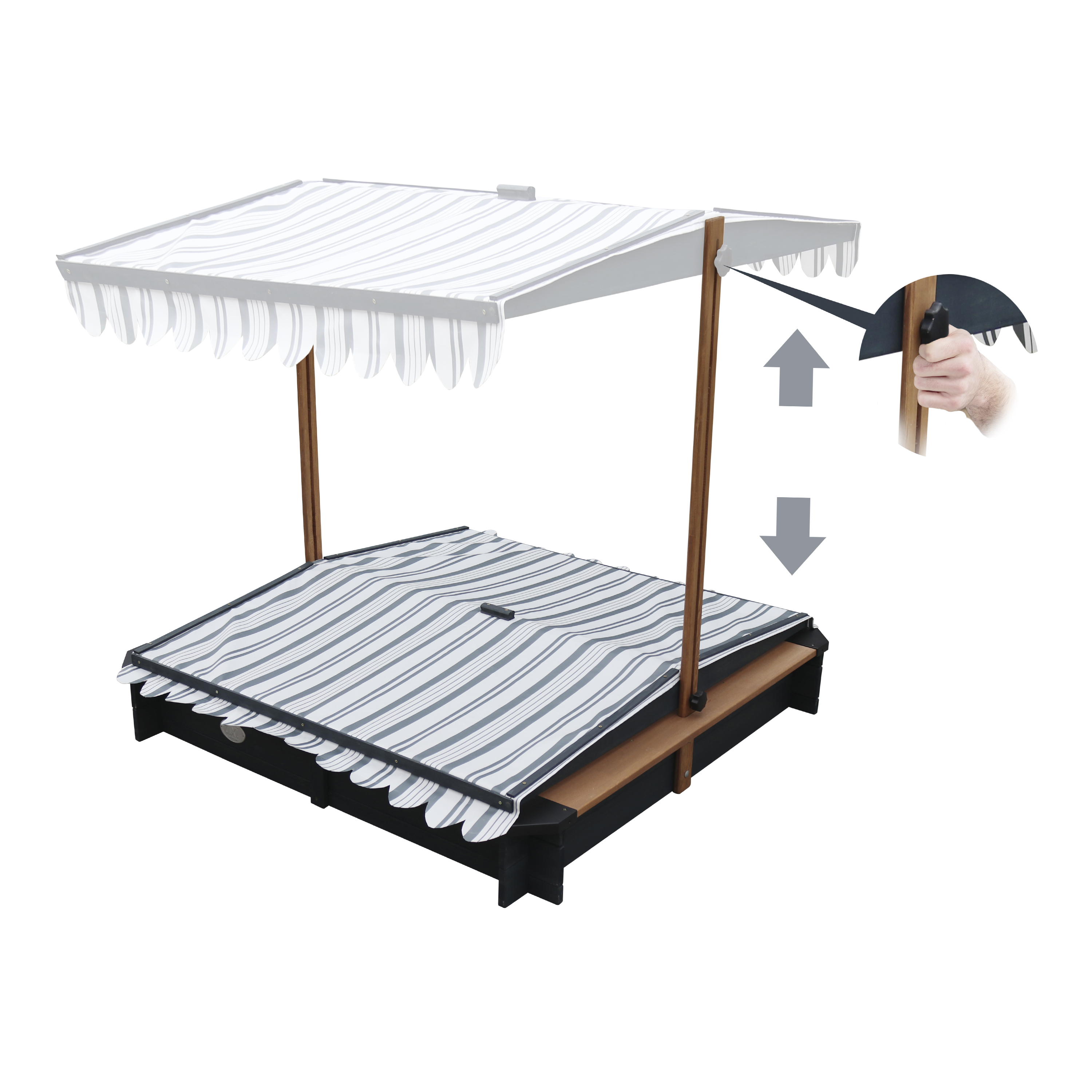 AXI Lily Sandbox with Canopy - 118 x 118 x 118 cm - Anthracite/Brown