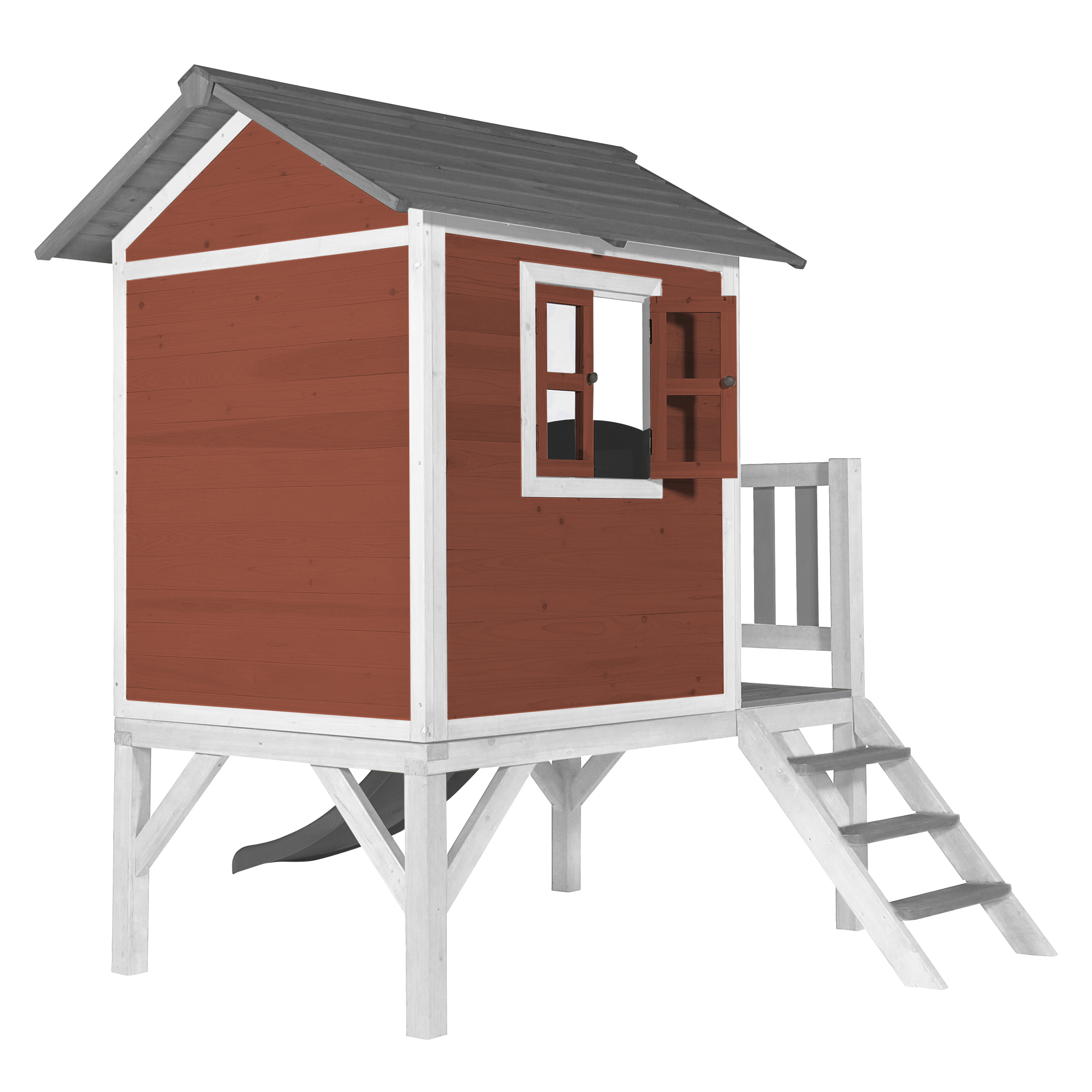 AXI Lodge XL Playhouse Scandinavian Red - Grey Slide