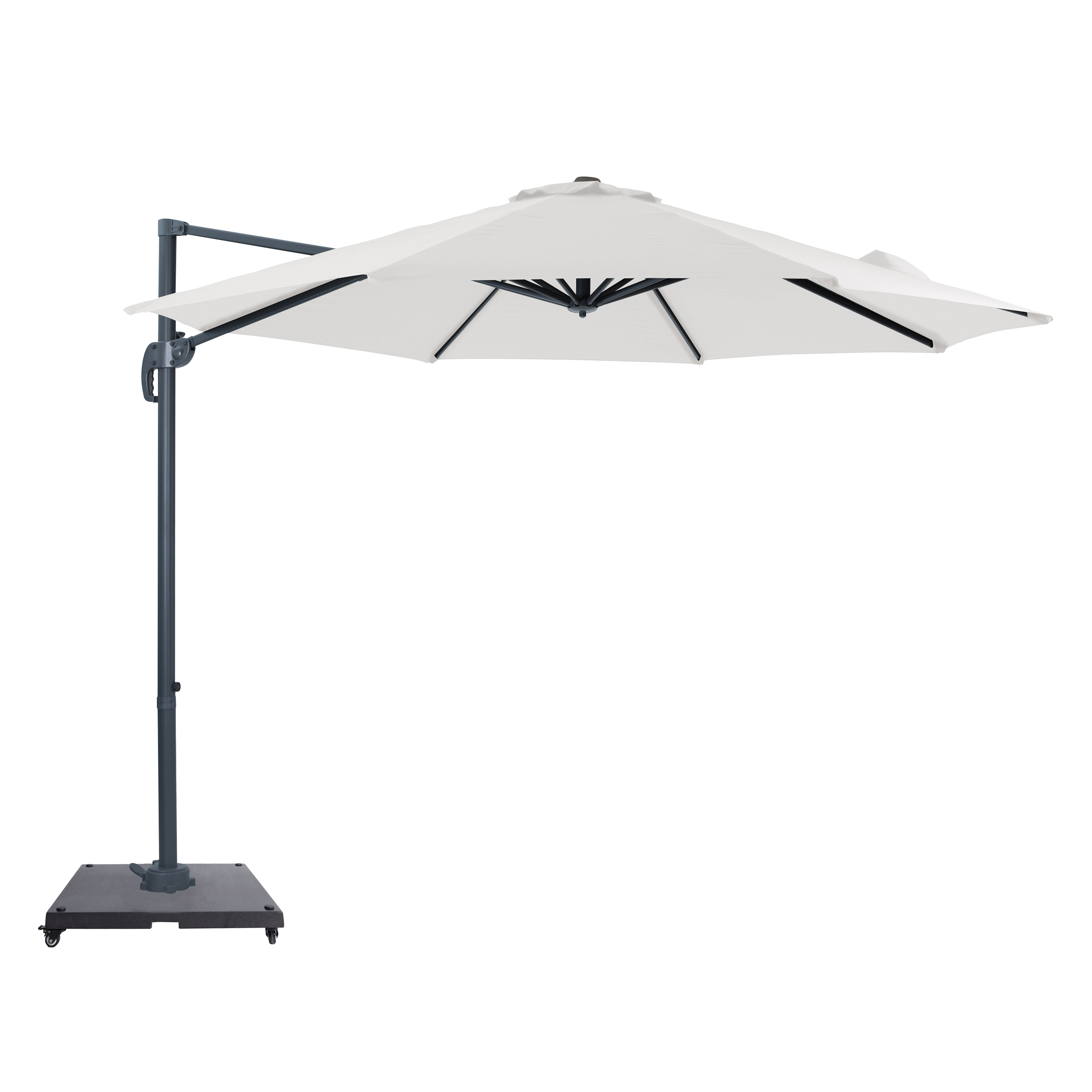 AXI Marisol Cantilever Parasol Ø 300cm incl. parasol base with wheels Anthracite/Beige – Complete set
