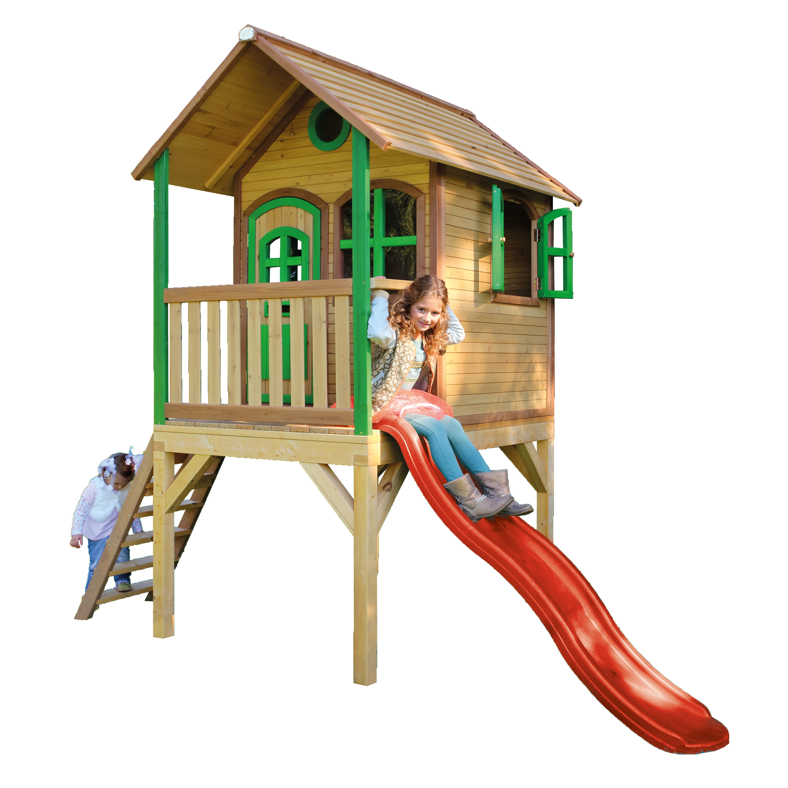 AXI Laura Playhouse Brown/green - Red Slide 