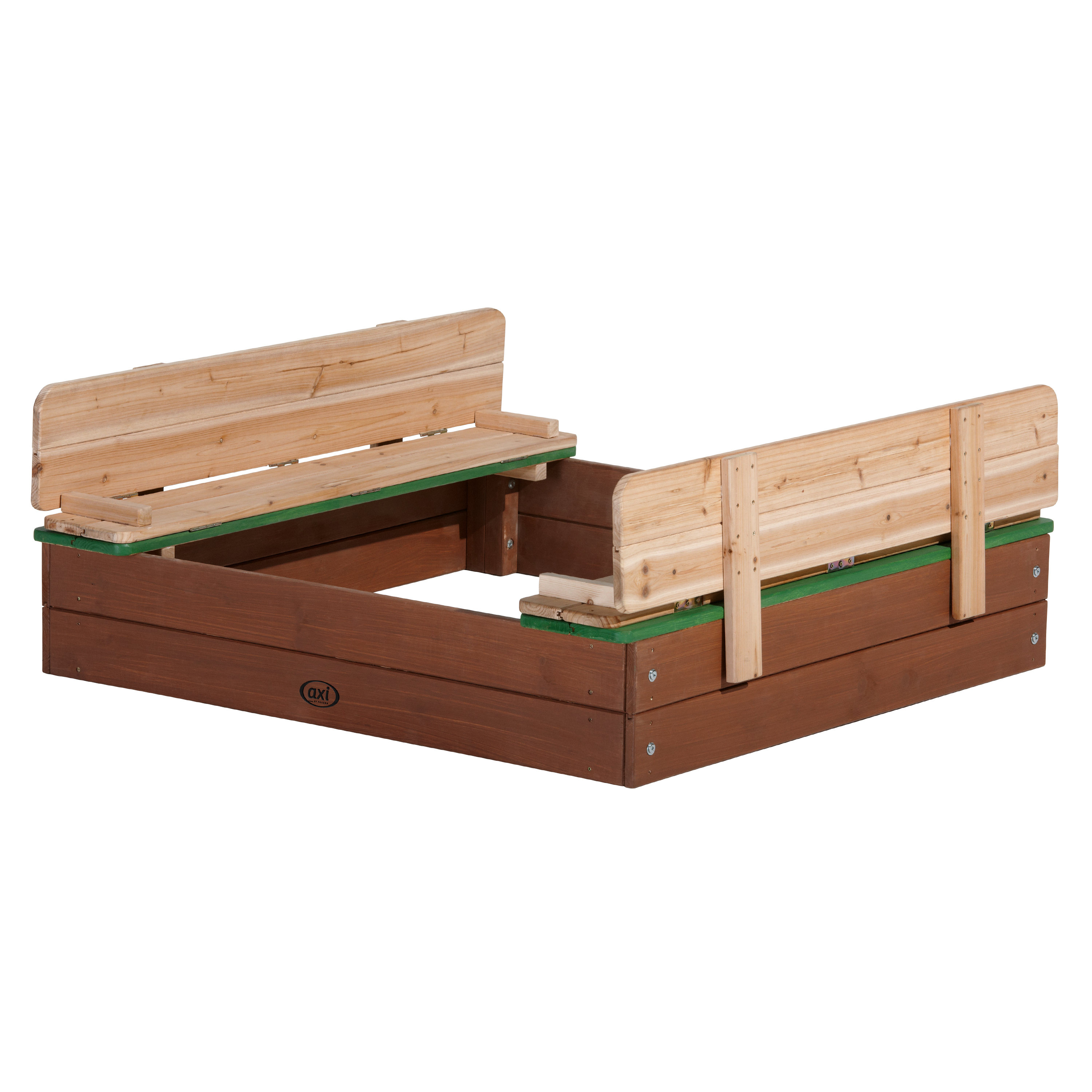 AXI Ella Sandbox with Benches - 100 x 95 cm - Brown/Green