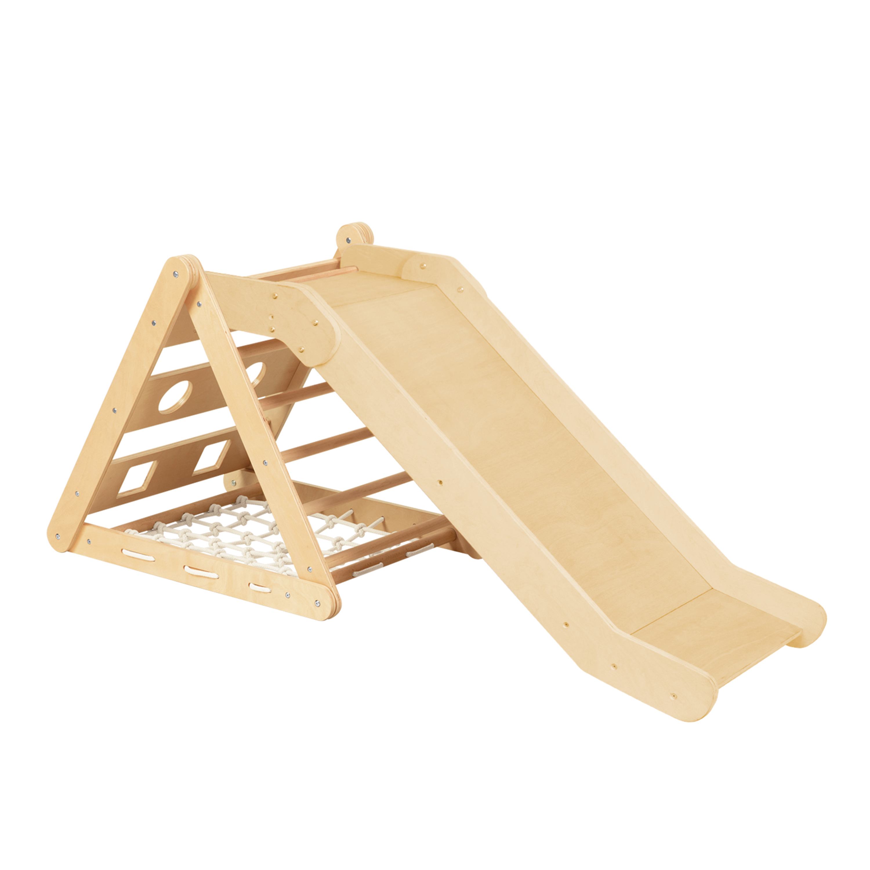 Sunny Sammie 2-in-1 Kletterdreieck aus Holz mit Rutsche Naturfarben