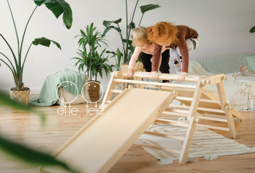 Ette Tete Fipitri Klettergerüst aus Holz mit Rutsche