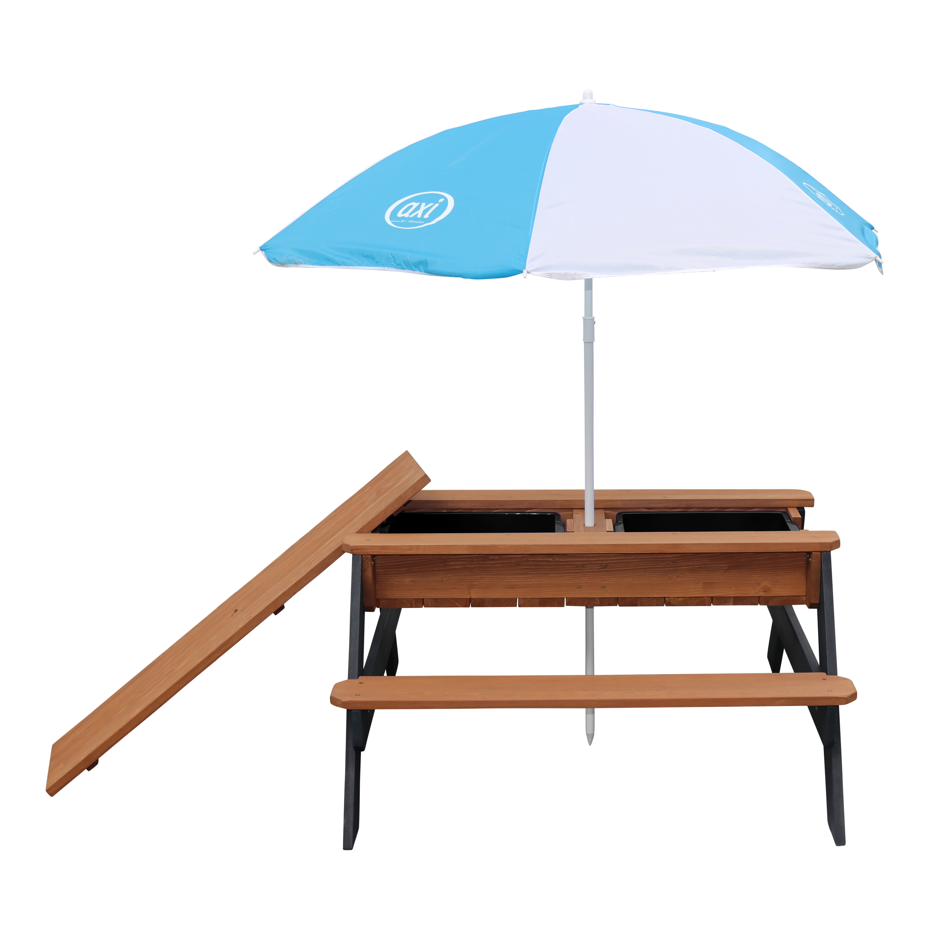 AXI Nick Sand & Water Picnic Table Anthracite/Brown - Umbrella Blue/White