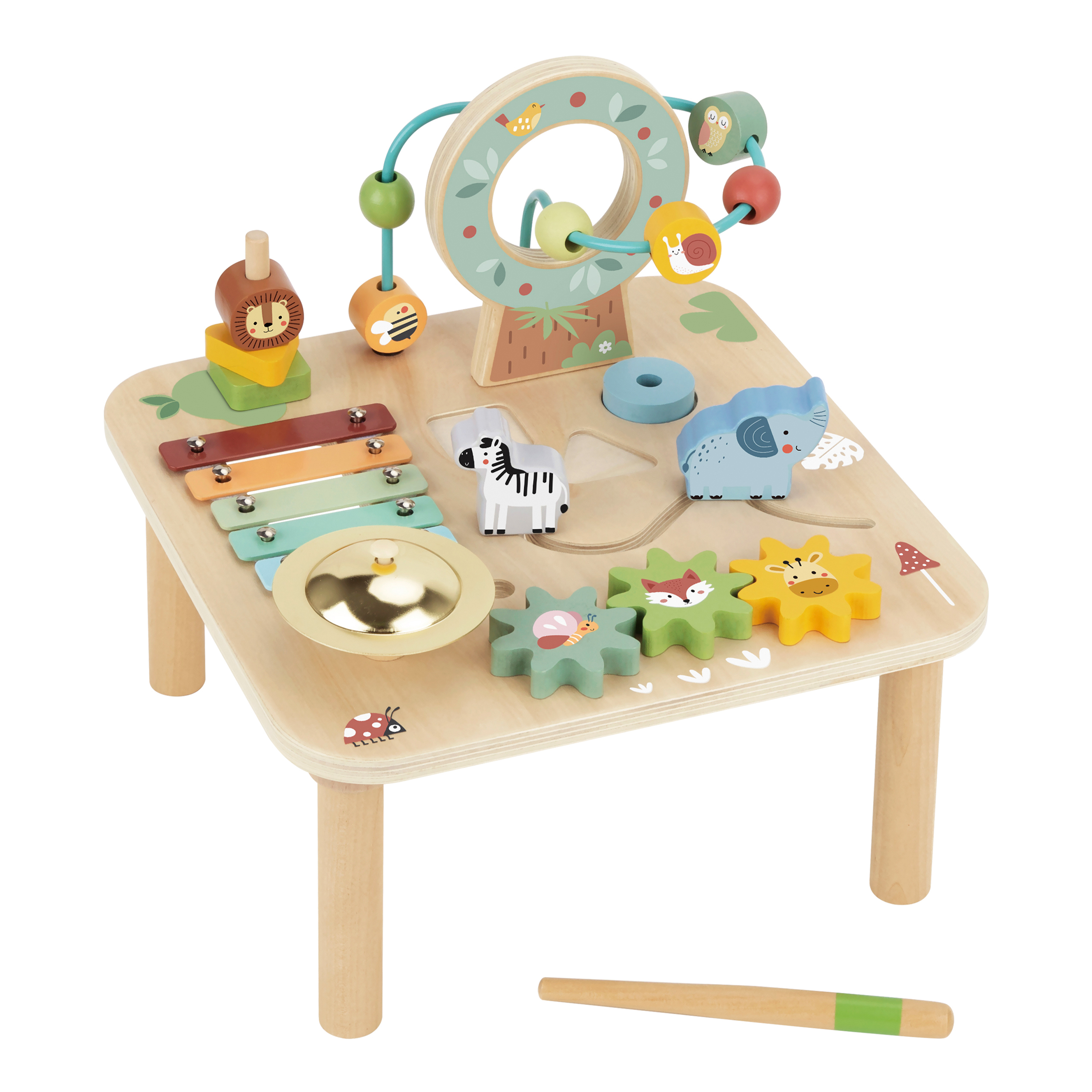 Tooky Toy Holz-Spieltisch mit Xylophon und Tieren