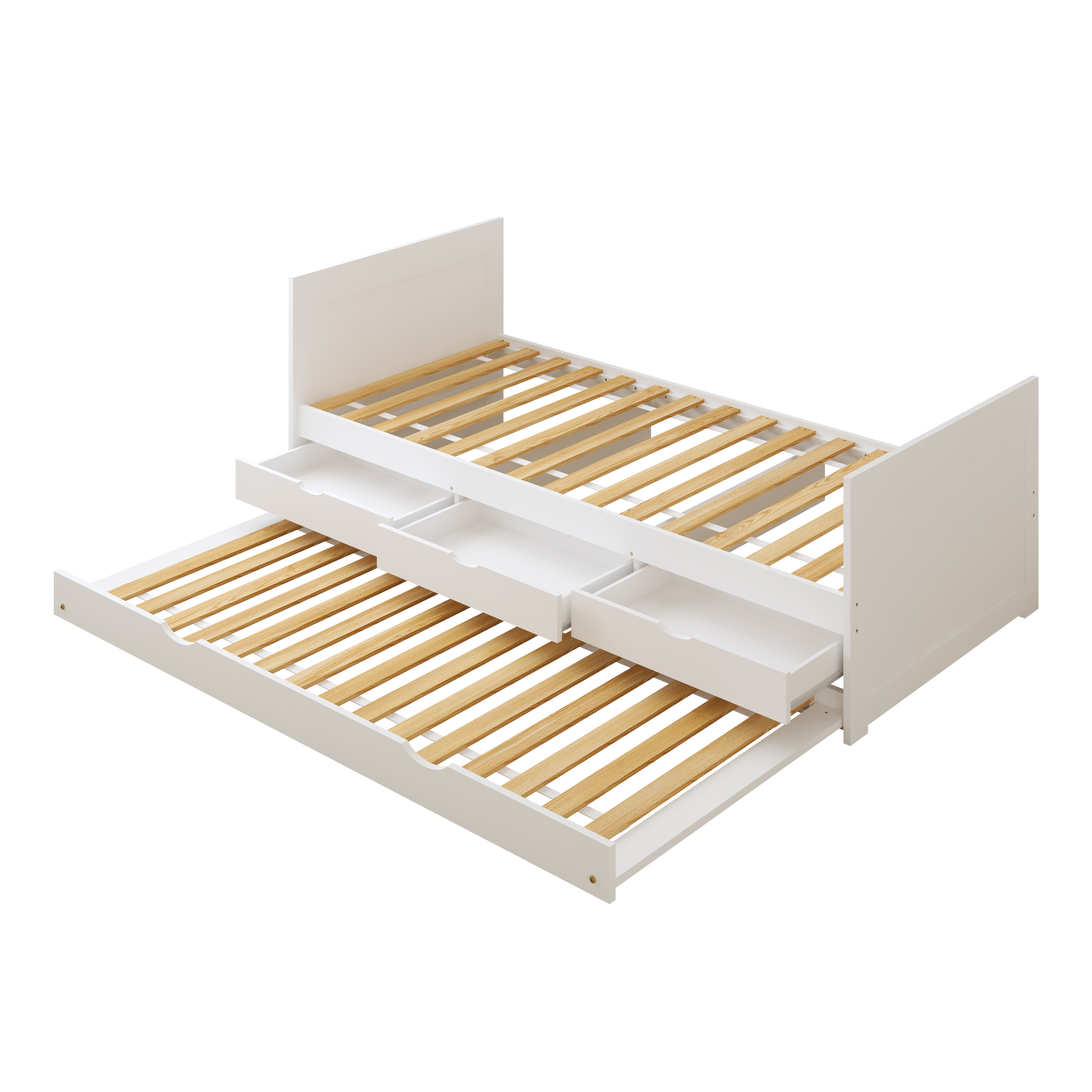 Sunny Eli Kids Bed with Trundle and 3 Storage Drawers White – Without Mattress