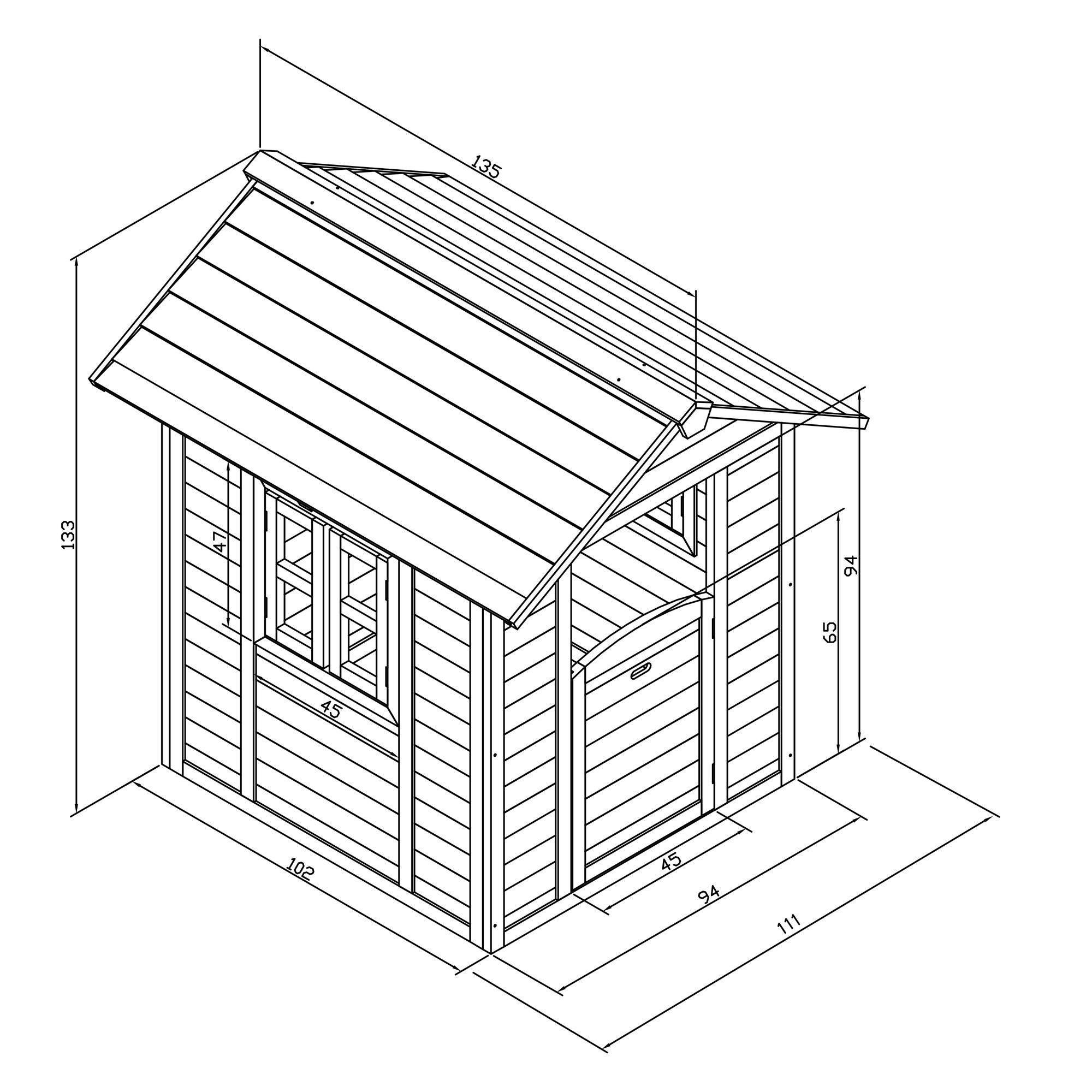 maattekening AXI Lodge Speelhuis Caribisch blauw