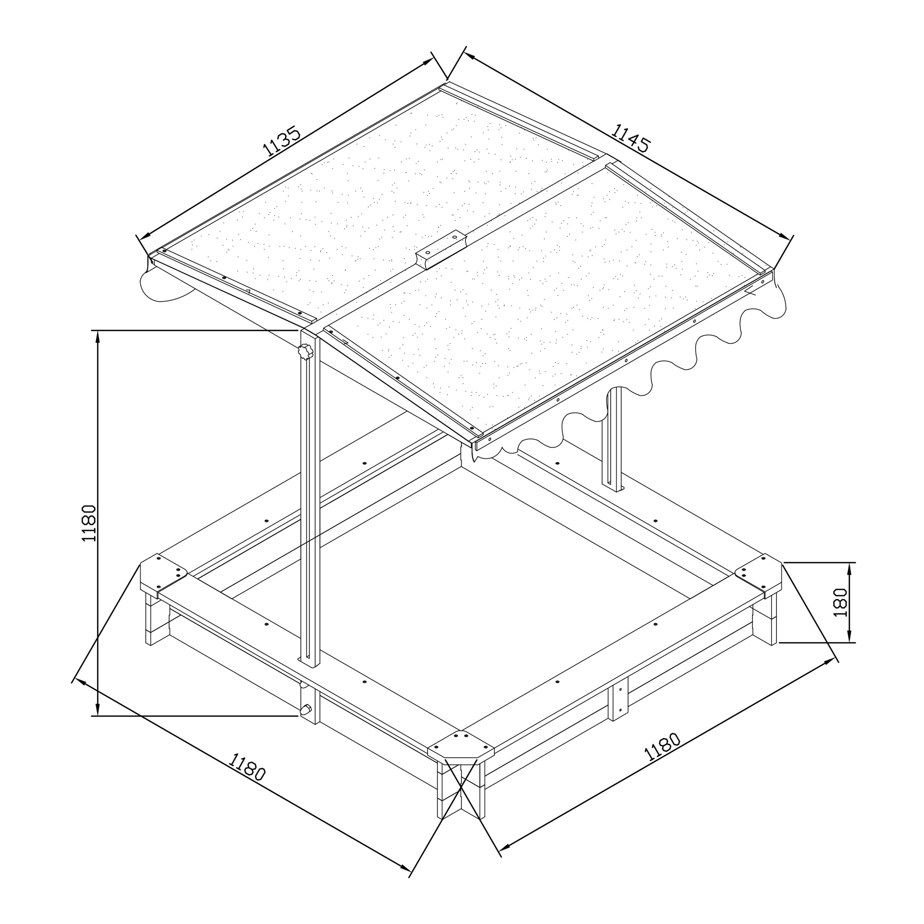 AXI Lily Sandbox with Canopy - 118 x 118 x 118 cm - Brown/Green