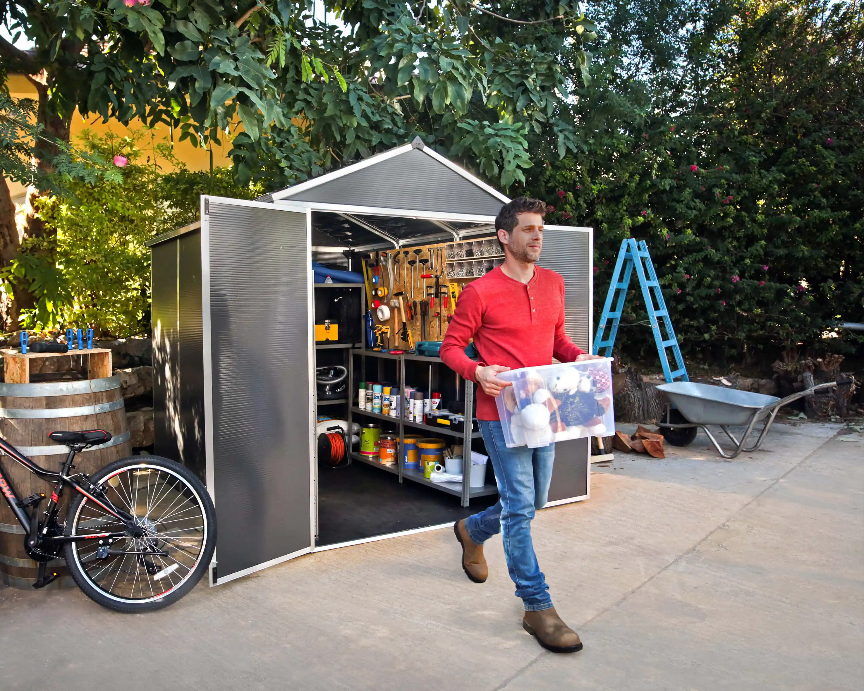 Canopia Rubicon 229X185X217 cm Ultra Duurzame openlucht Opslag Schuur voor tuin Donkergrijs-7290108603408 Canopia Rubicon 229X185X217 cm Ultra Duurzame openlucht Opslag Schuur voor tuin Donkergrijs