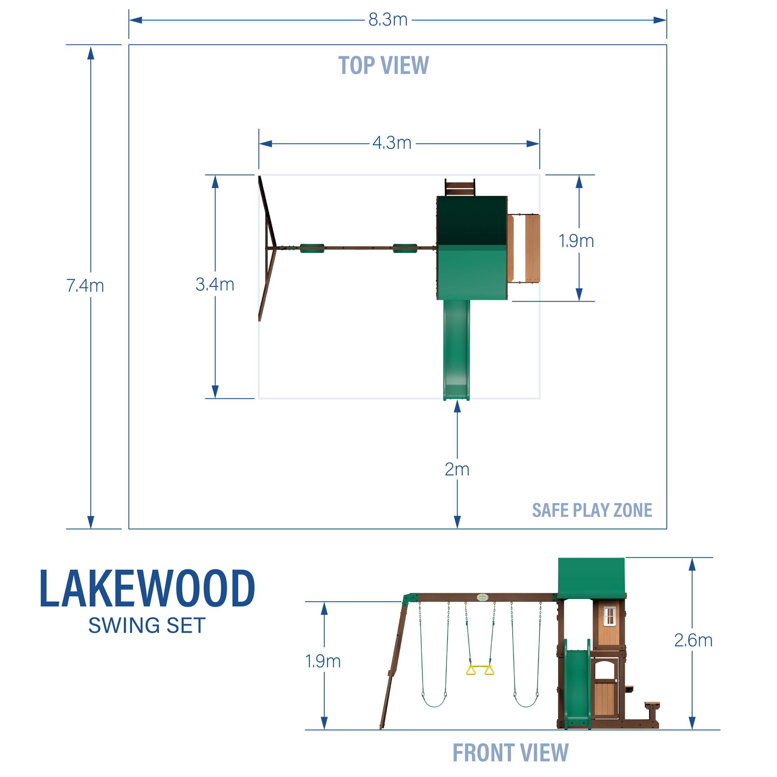 Backyard Discovery Lakewood Spielturm mit Schaukeln und Rutsche