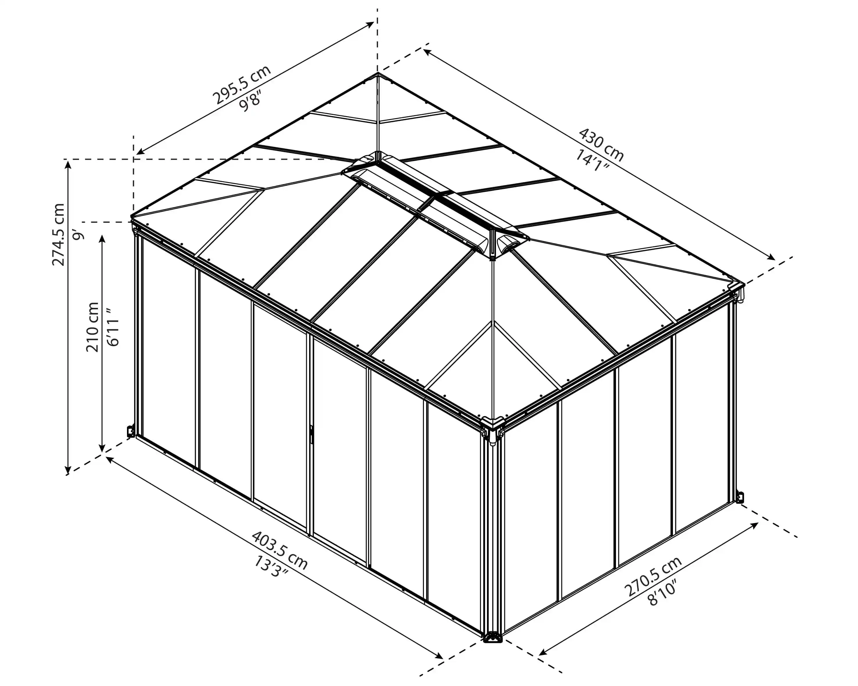 Canopia Ledro Geschlossener Pavillon 430X296cm Dunkelgrau Bronze