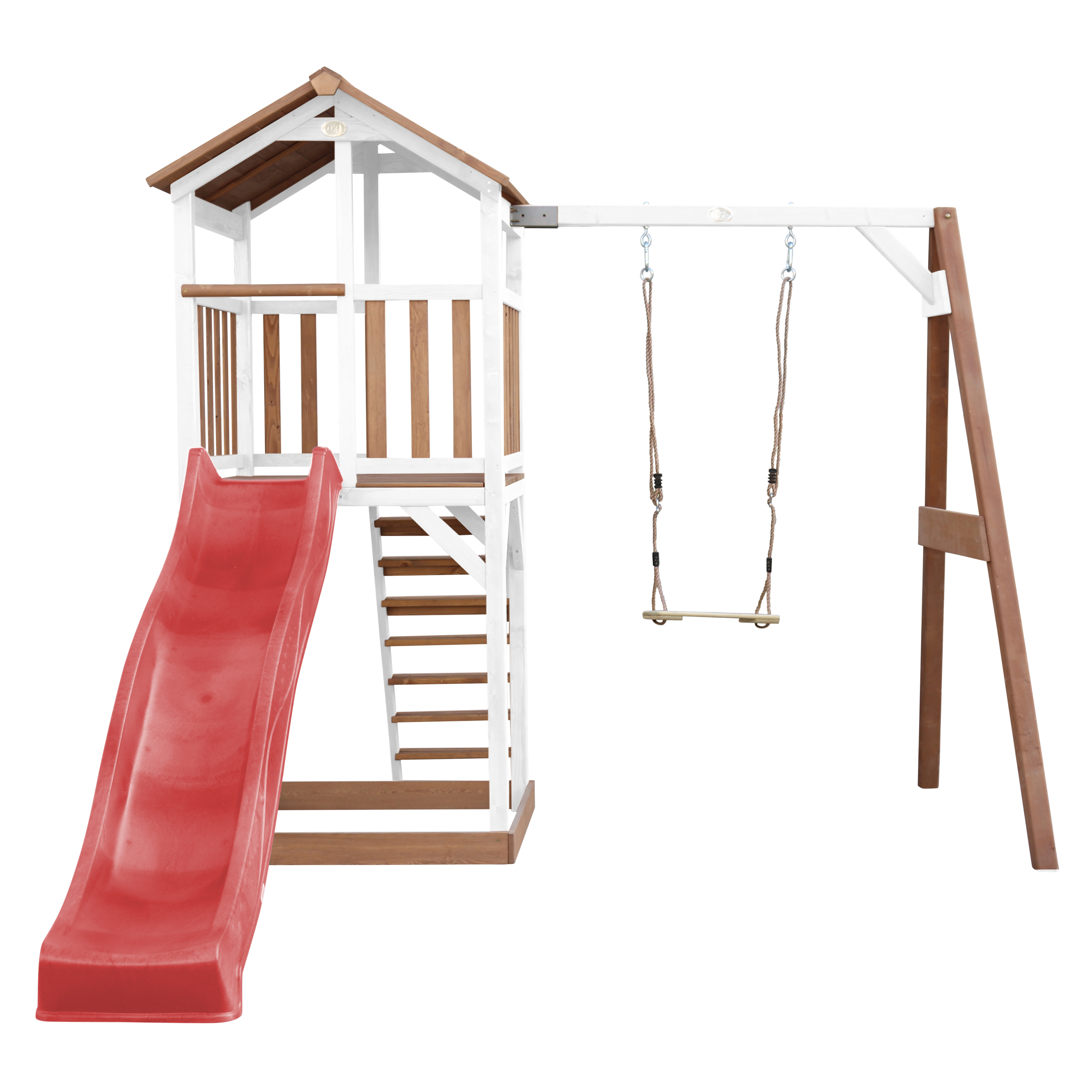 AXI Beach Tower with Single Swing Set Brown/White - Red