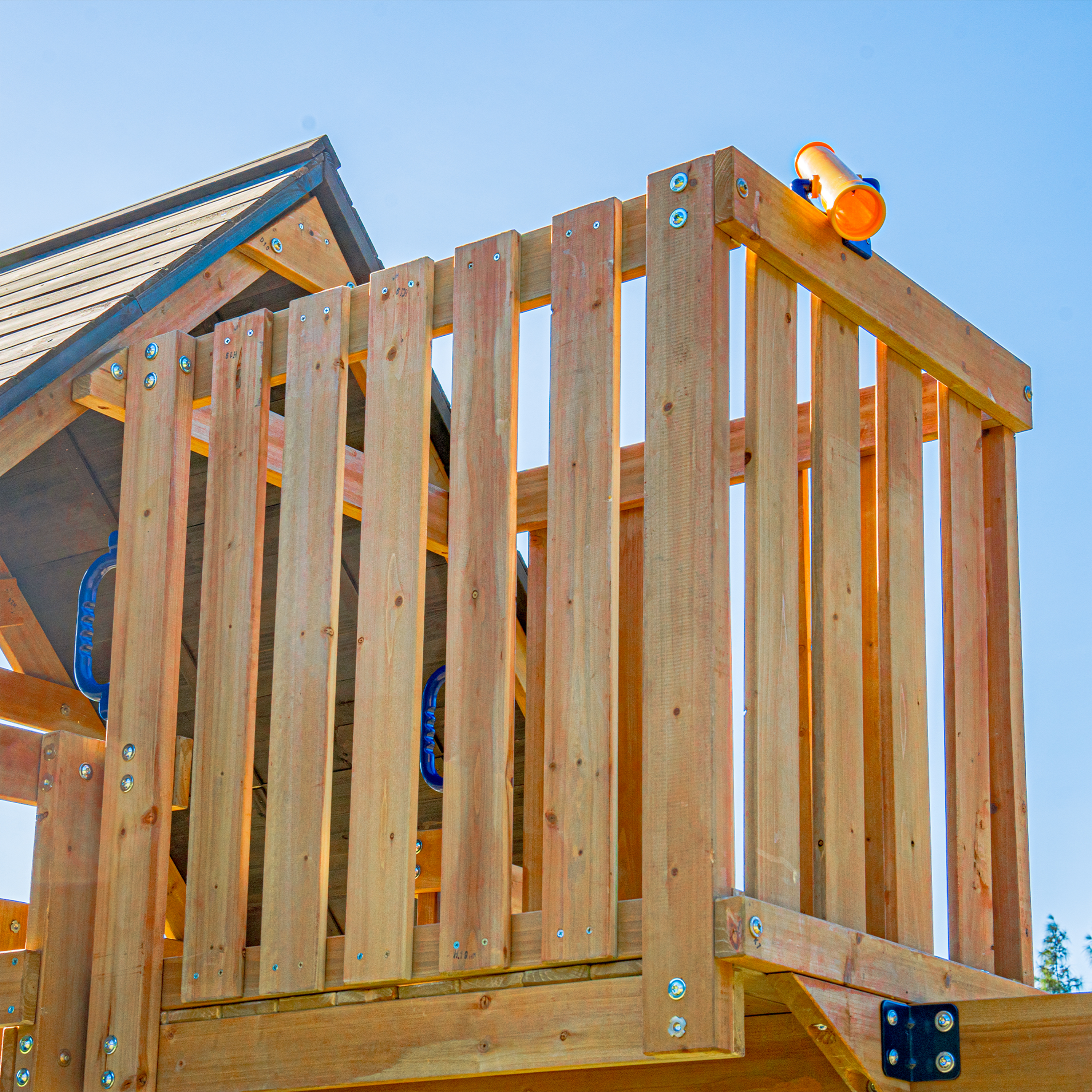 AXI Mitch Climbing Frame with Double Swing. Trapeze and Lookout Tower – Lime Green Slide