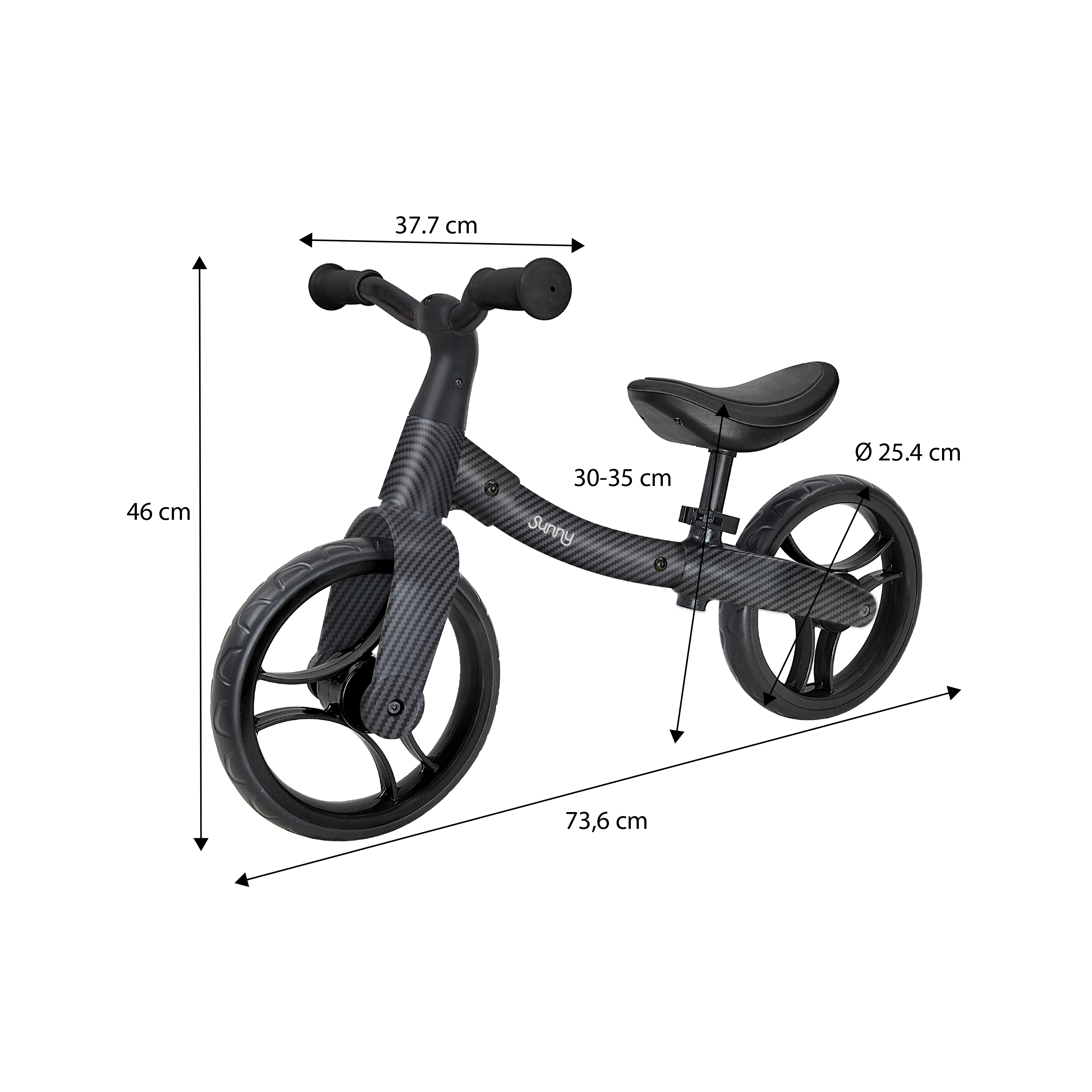 Sunny Balance Bike 3000 Laufrad aus Metall mit Carbon Fiber Look