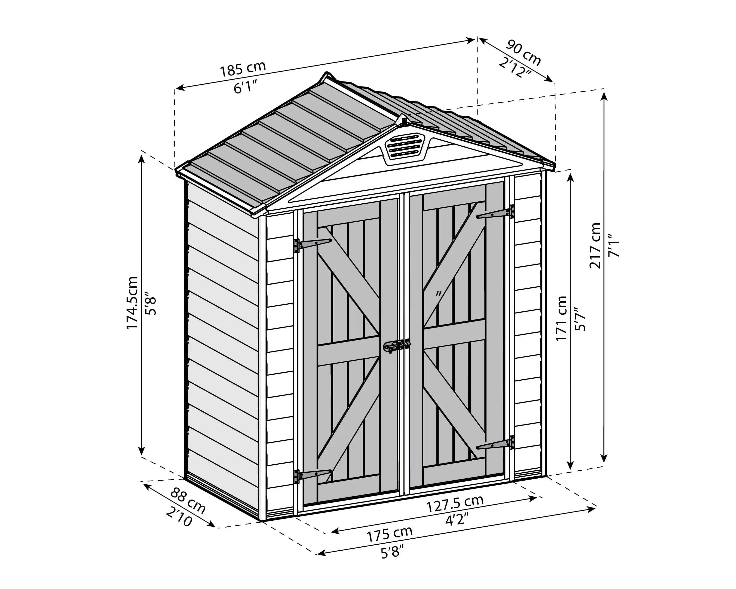 Canopia Skylight Schuppen für den Garten 90X185X217cm Dunkelgrau Deco