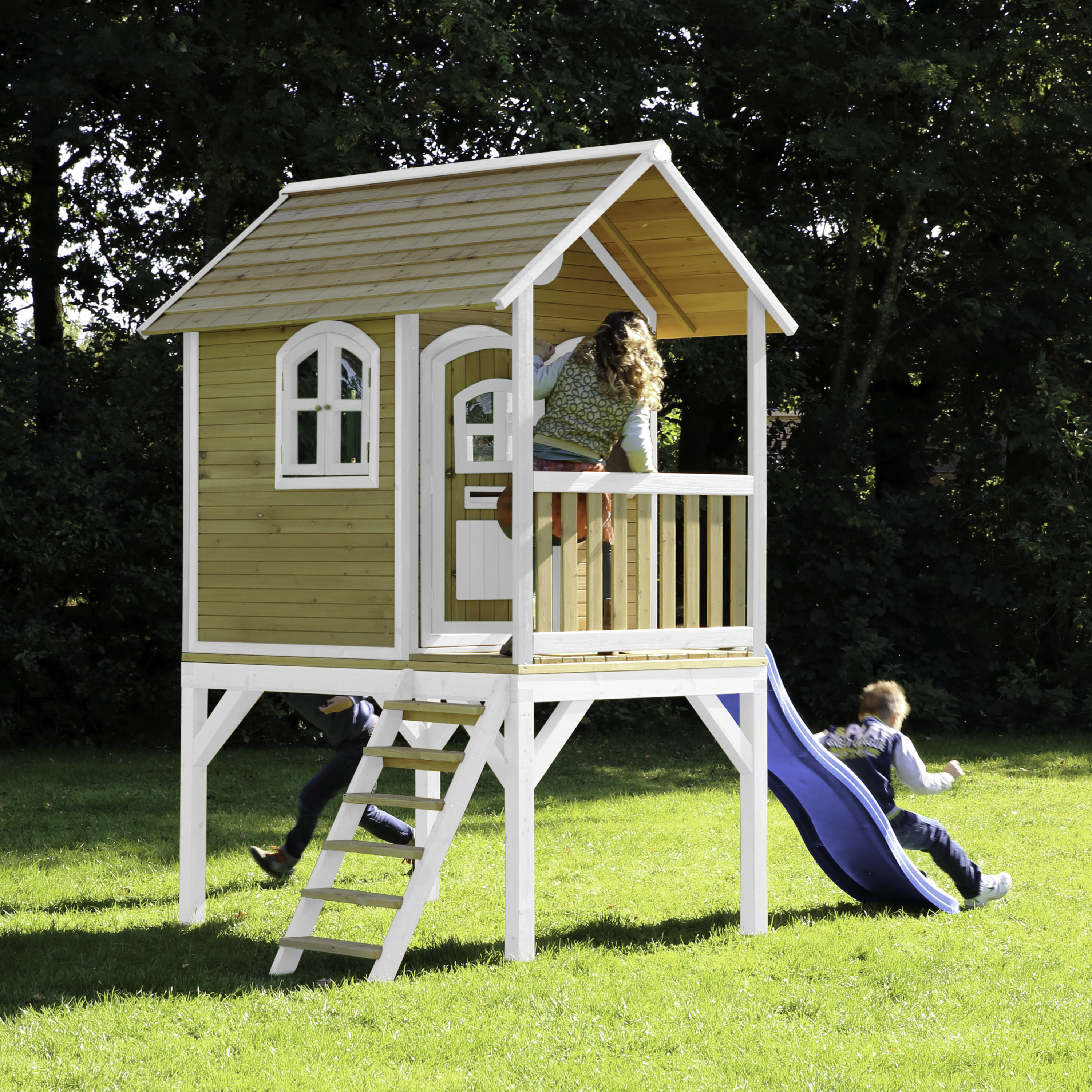 AXI Laura Playhouse Brown/White - Blue Slide