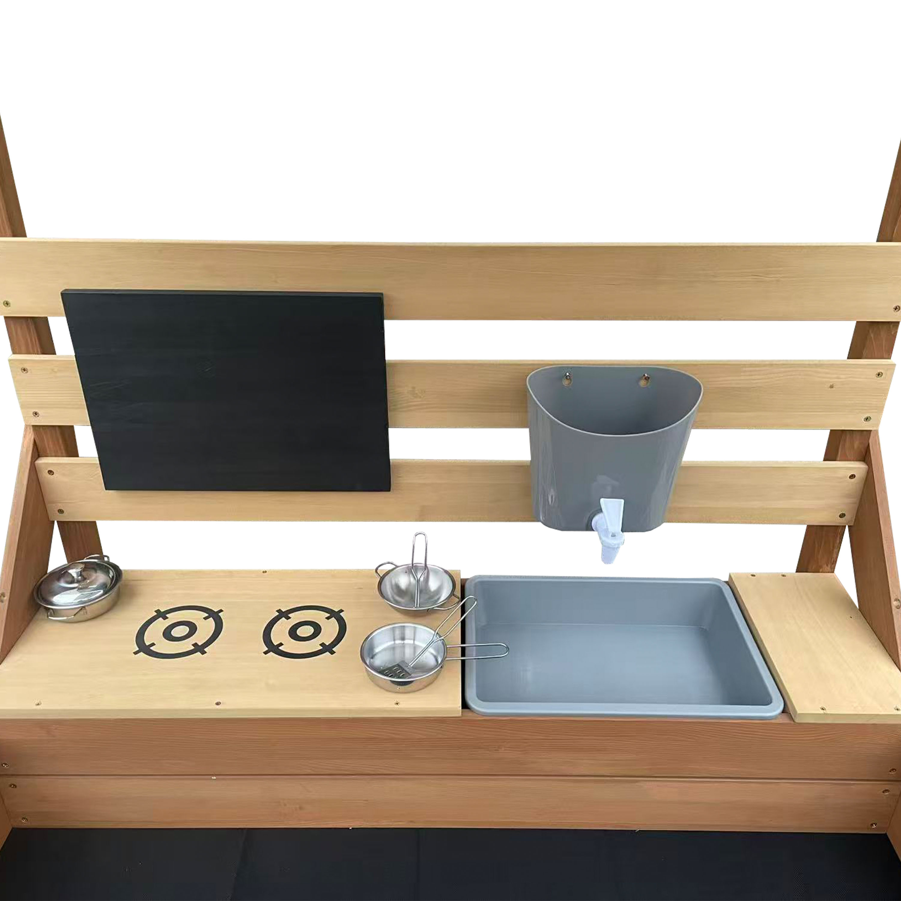 AXI Bo Sandbox & Playhouse with Play Kitchen and Picnic Table - 159 x 105 cm - Brown