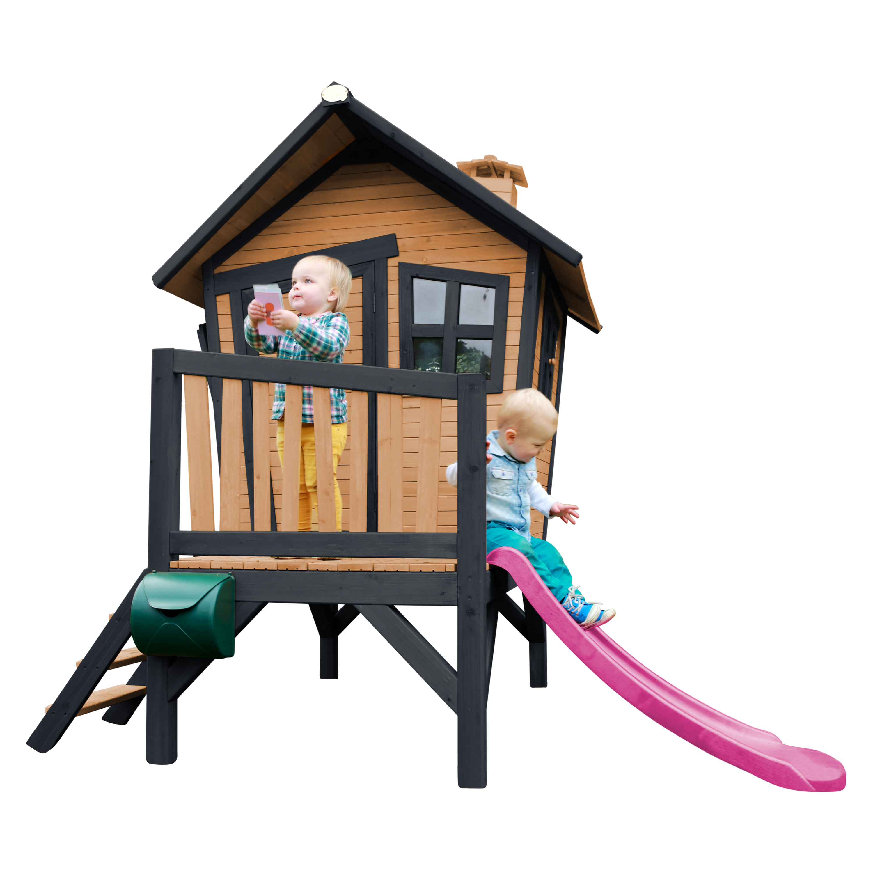 AXI Robin Spielhaus Braun und Anthrazit - Lila Rutsche AXI Robin Spielhaus Braun und Anthrazit - Lila Rutsche