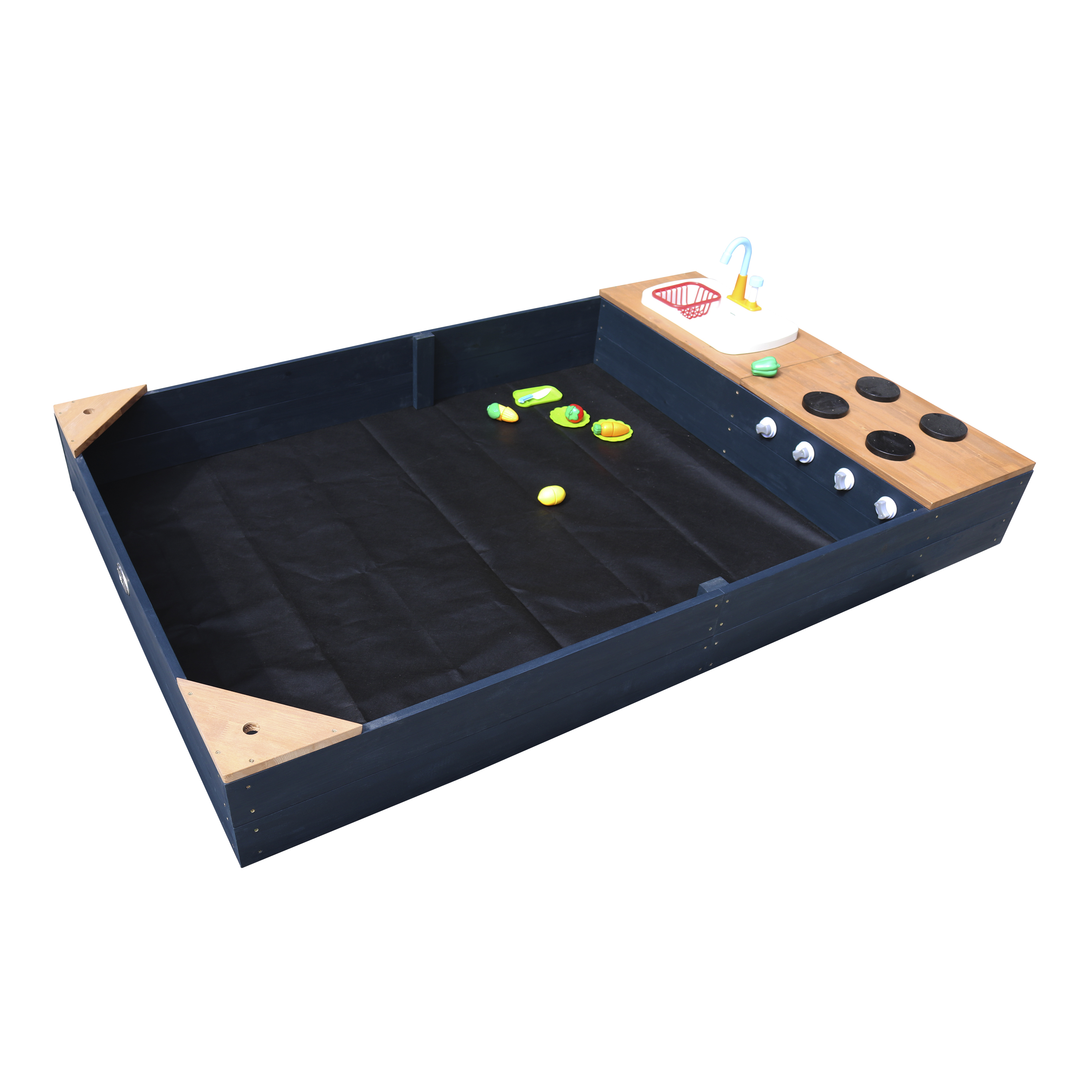 AXI Kelly Sandbox with Play Kitchen - 180 x 115 cm - Anthracite/Brown