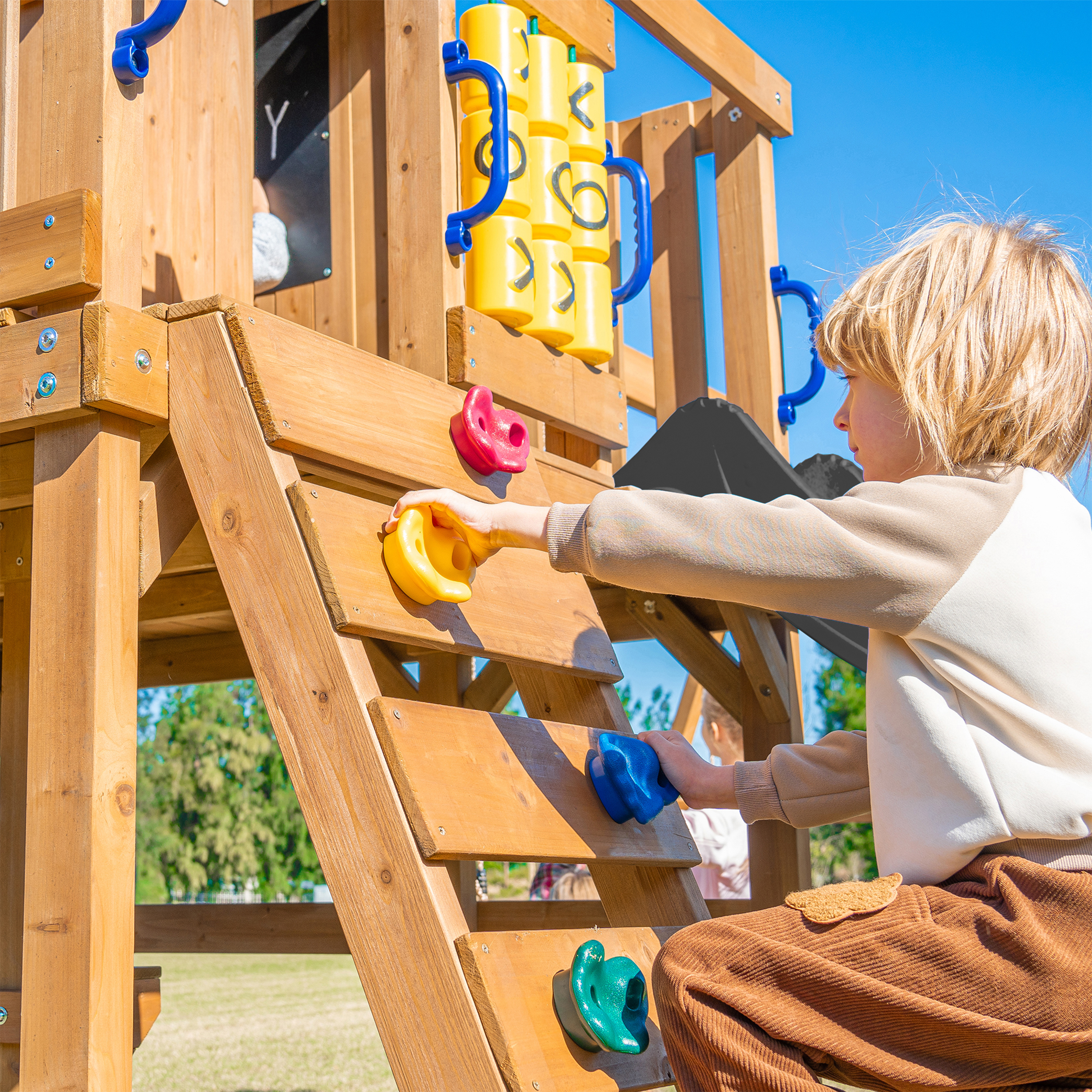 AXI Jack Climbing Frame with Double Swing and Trapeze – Grey Slide