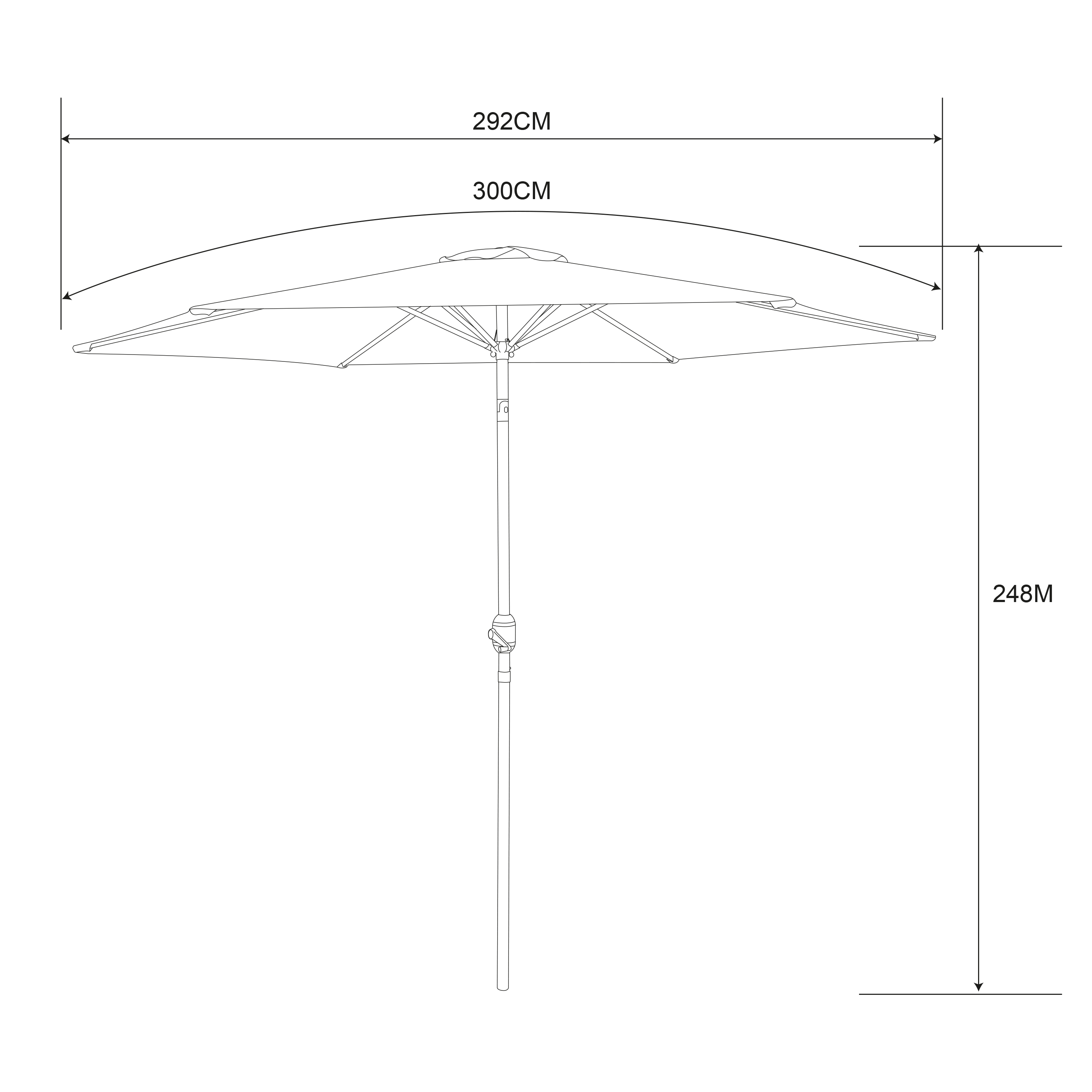 AXI Noor Centre Pole Parasol Ø 300cm Oak-look/Beige