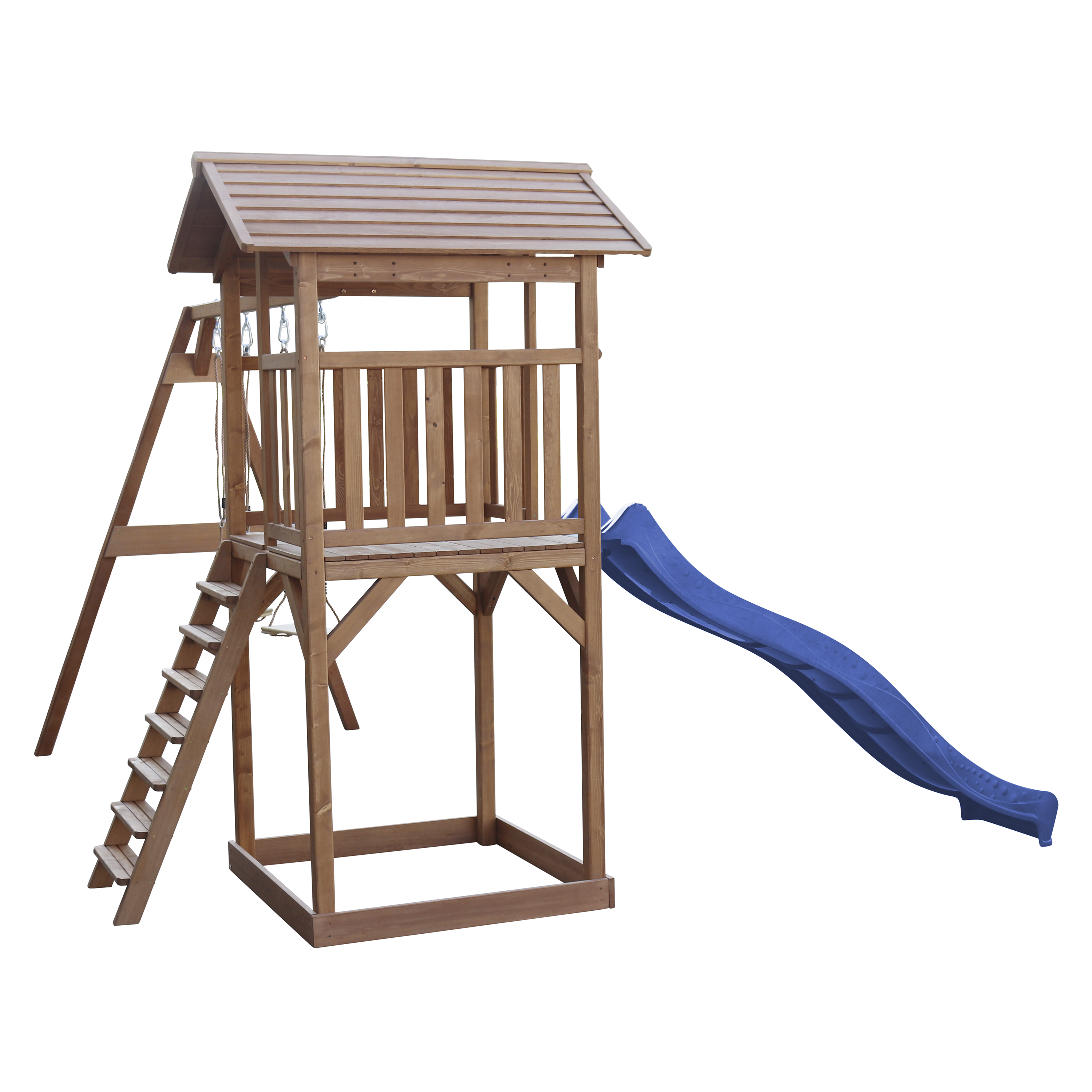 AXI Beach Tower with Double Swing Set Brown - Blue Slide